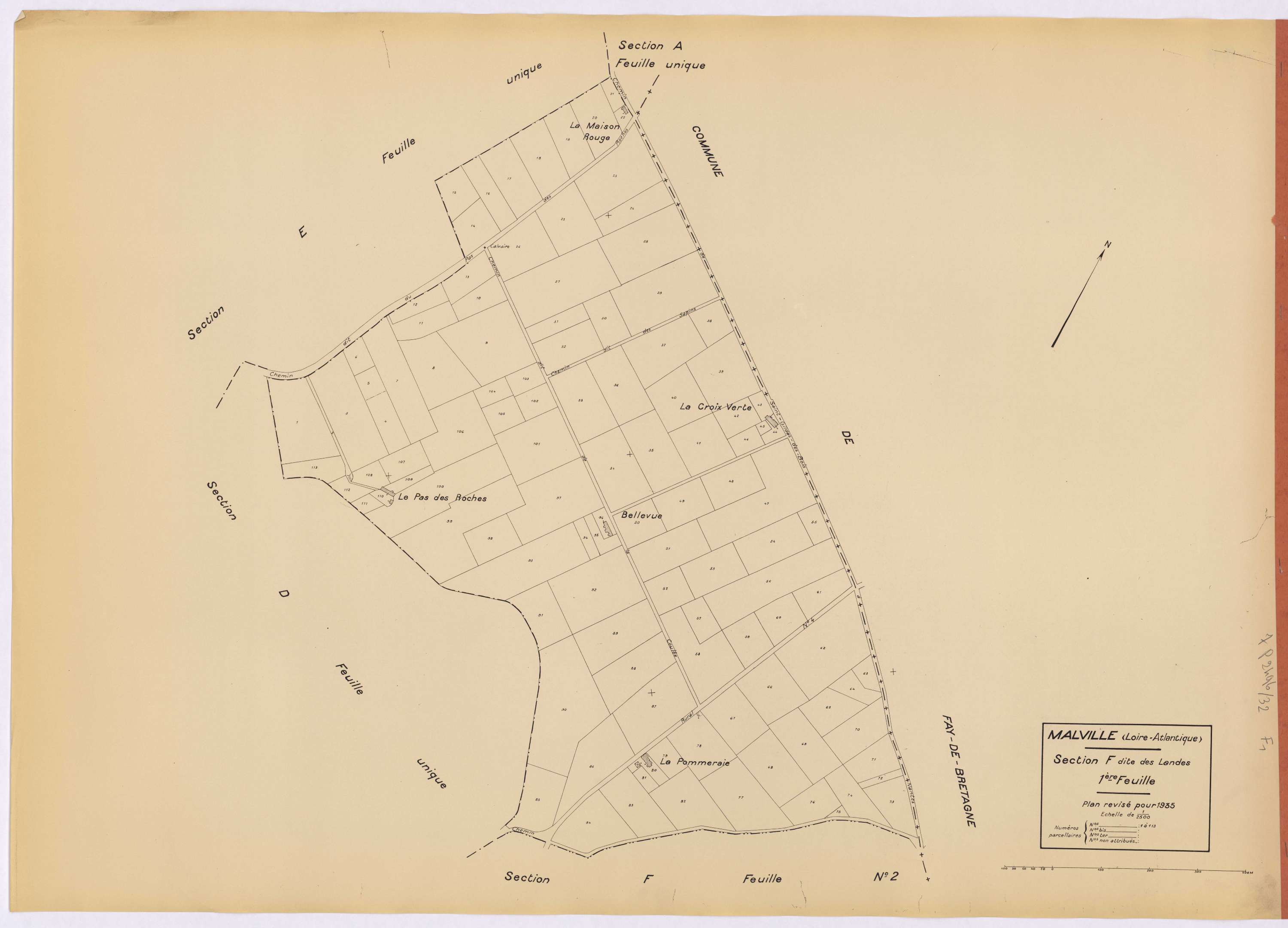 Malville - Section F1 Landes (section des) ; 1-113