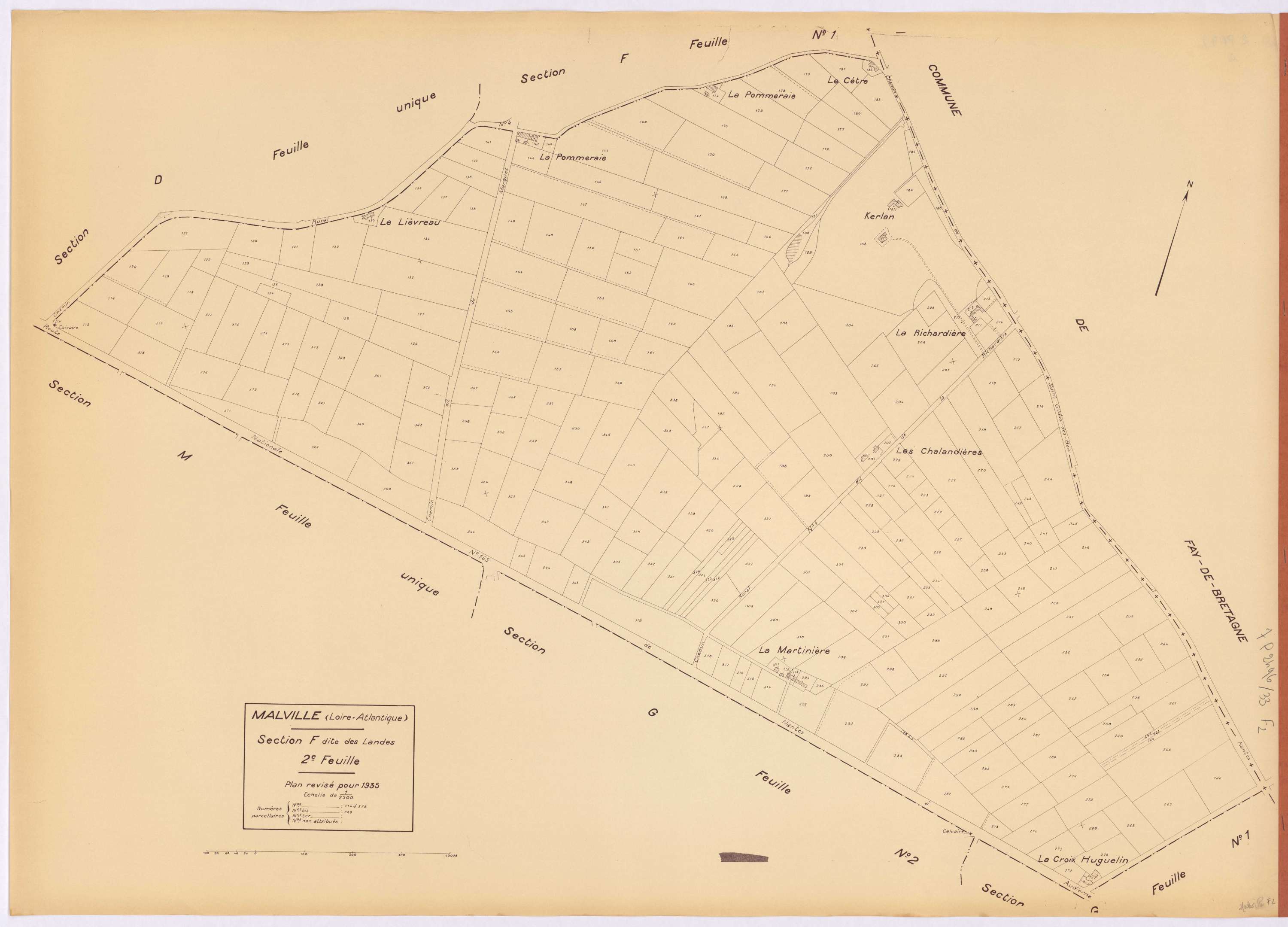 Malville - Section F2 Landes (section des) ; 114-378