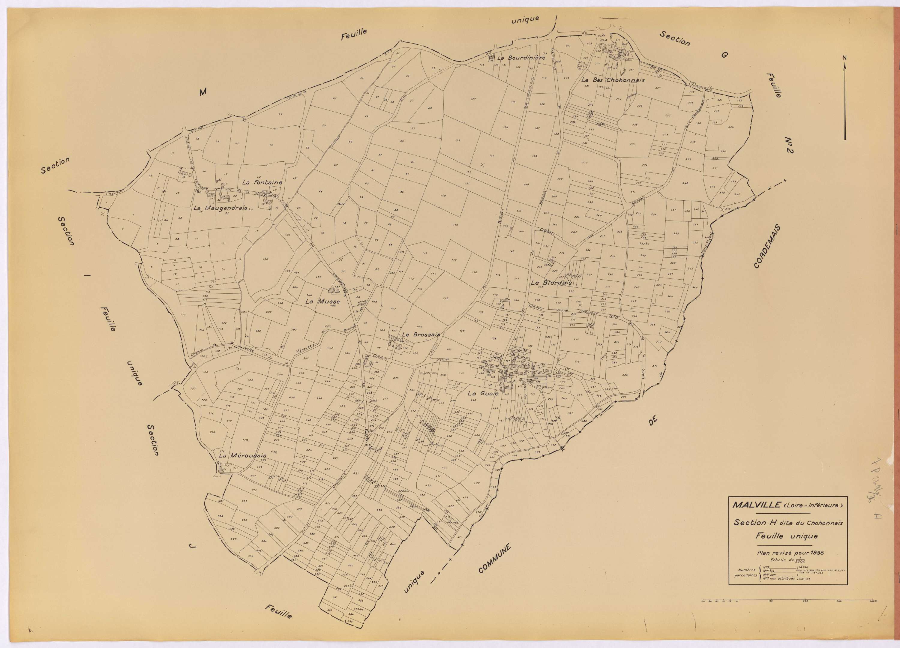 Malville - Section H Chohonnais (section du) ; 1-743
