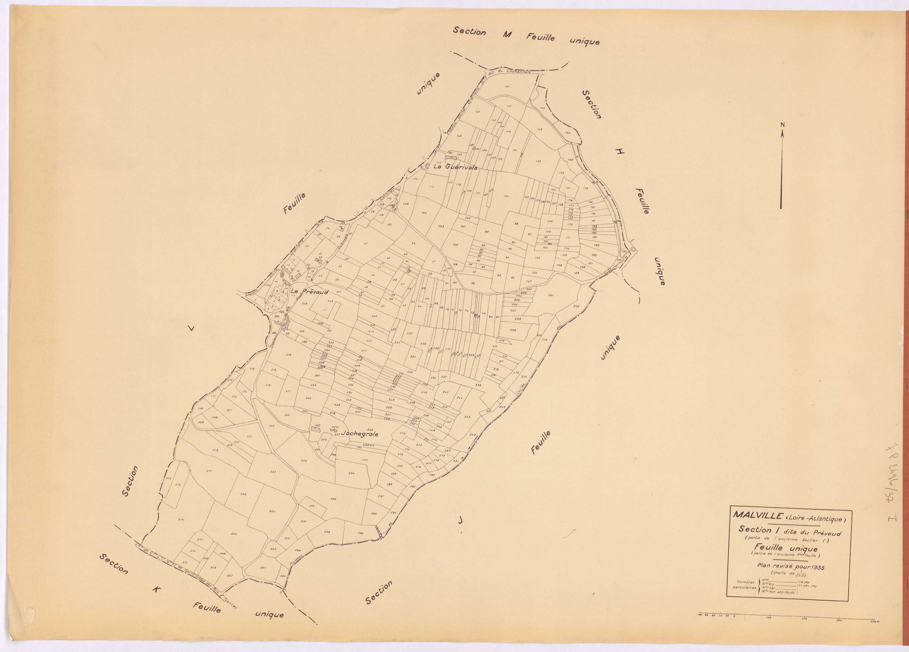 Malville - Section I Prévaud (section du) ; 1-386
