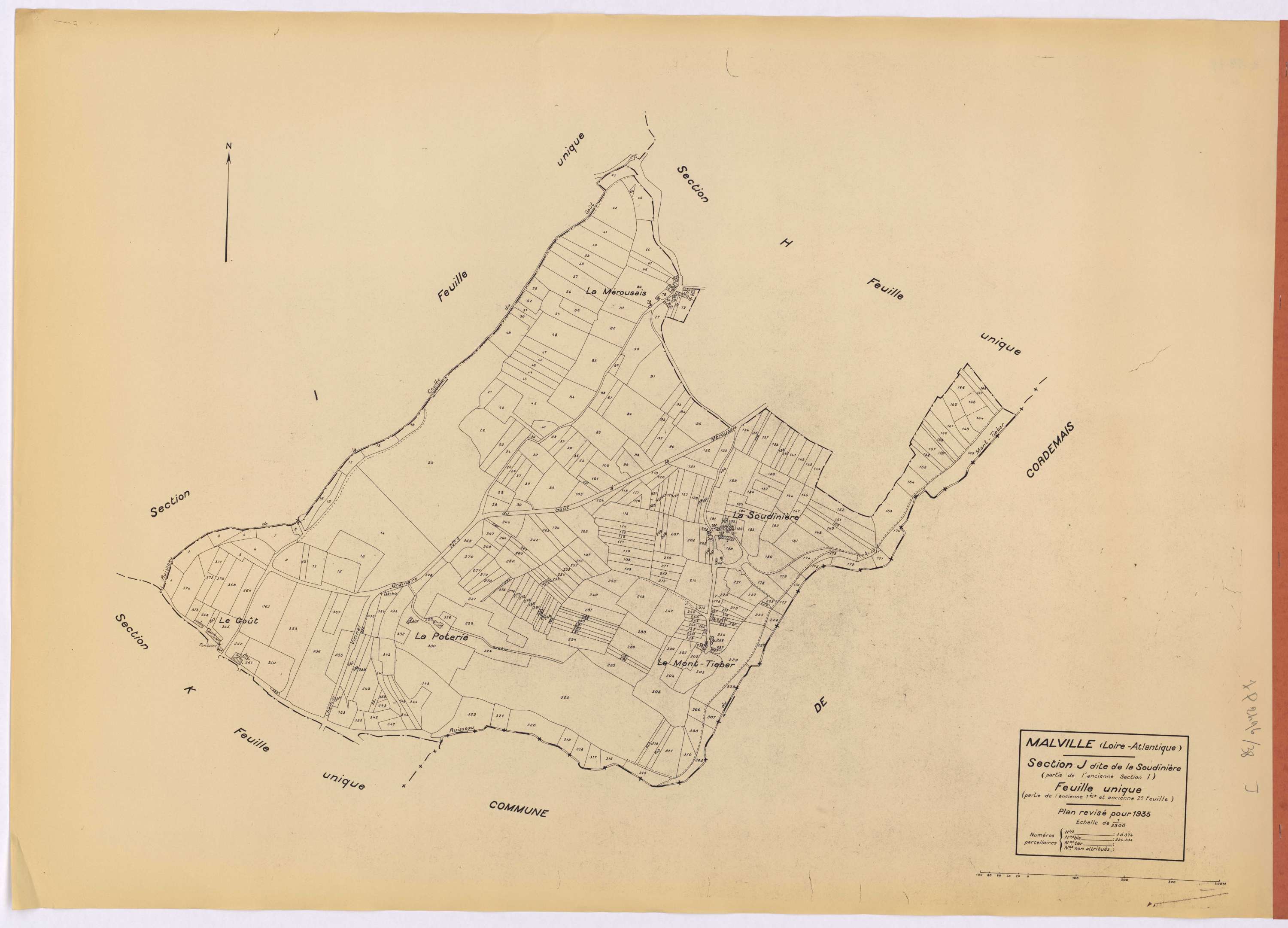Malville - Section J Soudinière (section de La) ; 1-374
