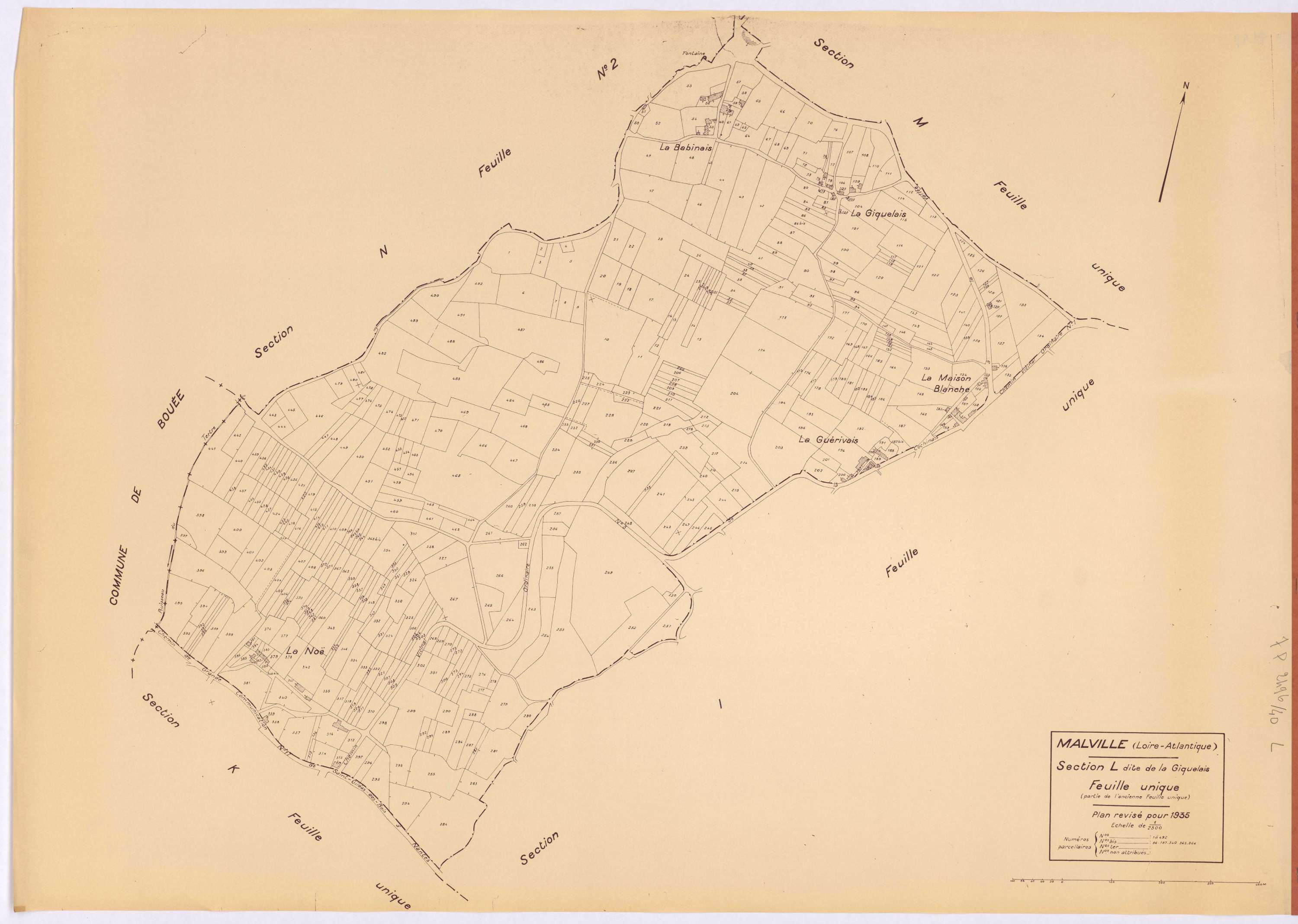 Malville - Section L Giquelais (section de La) ; 1-492