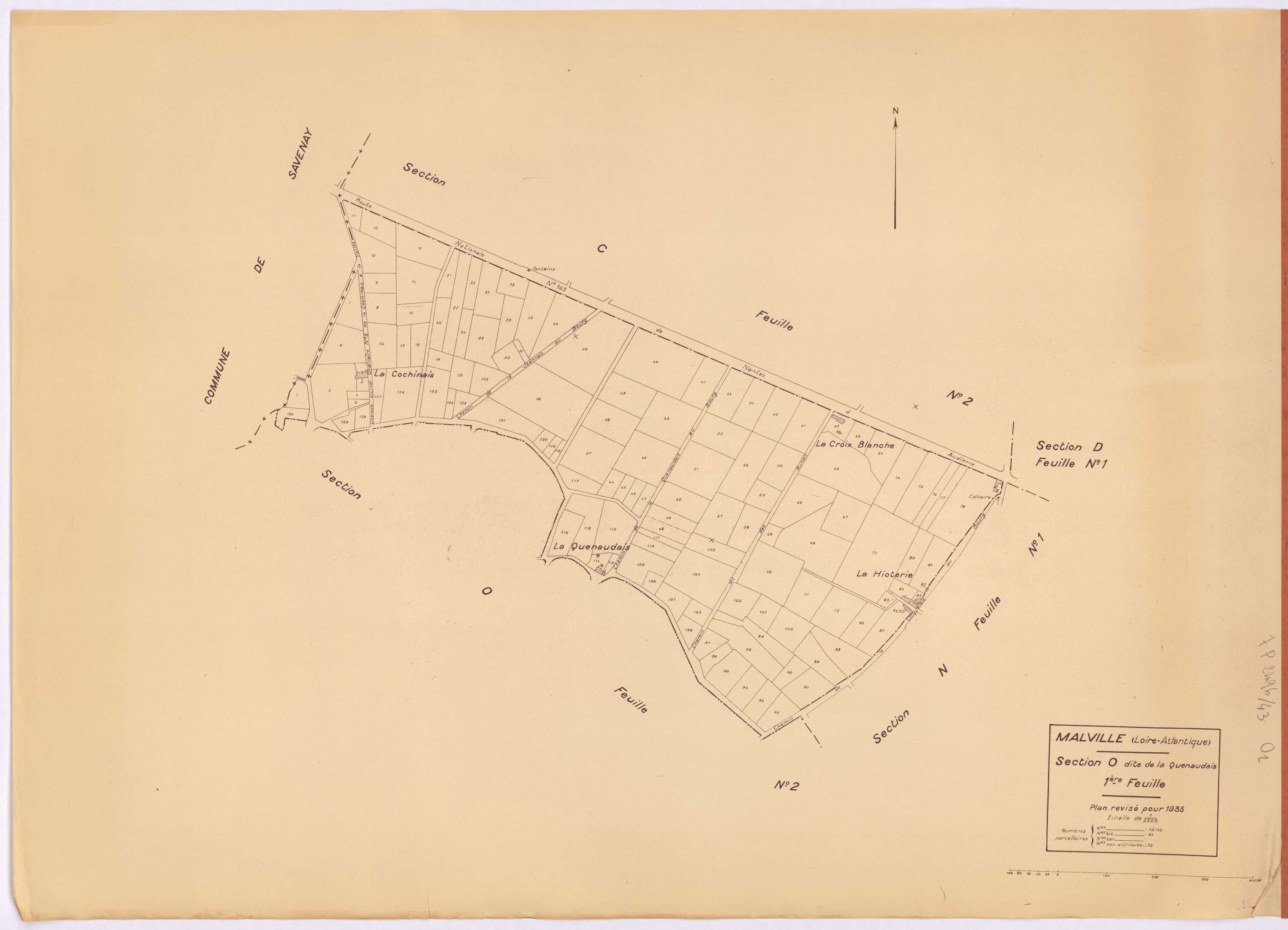 Malville - Section O1 Quenaudais (section de La) ; 1-130