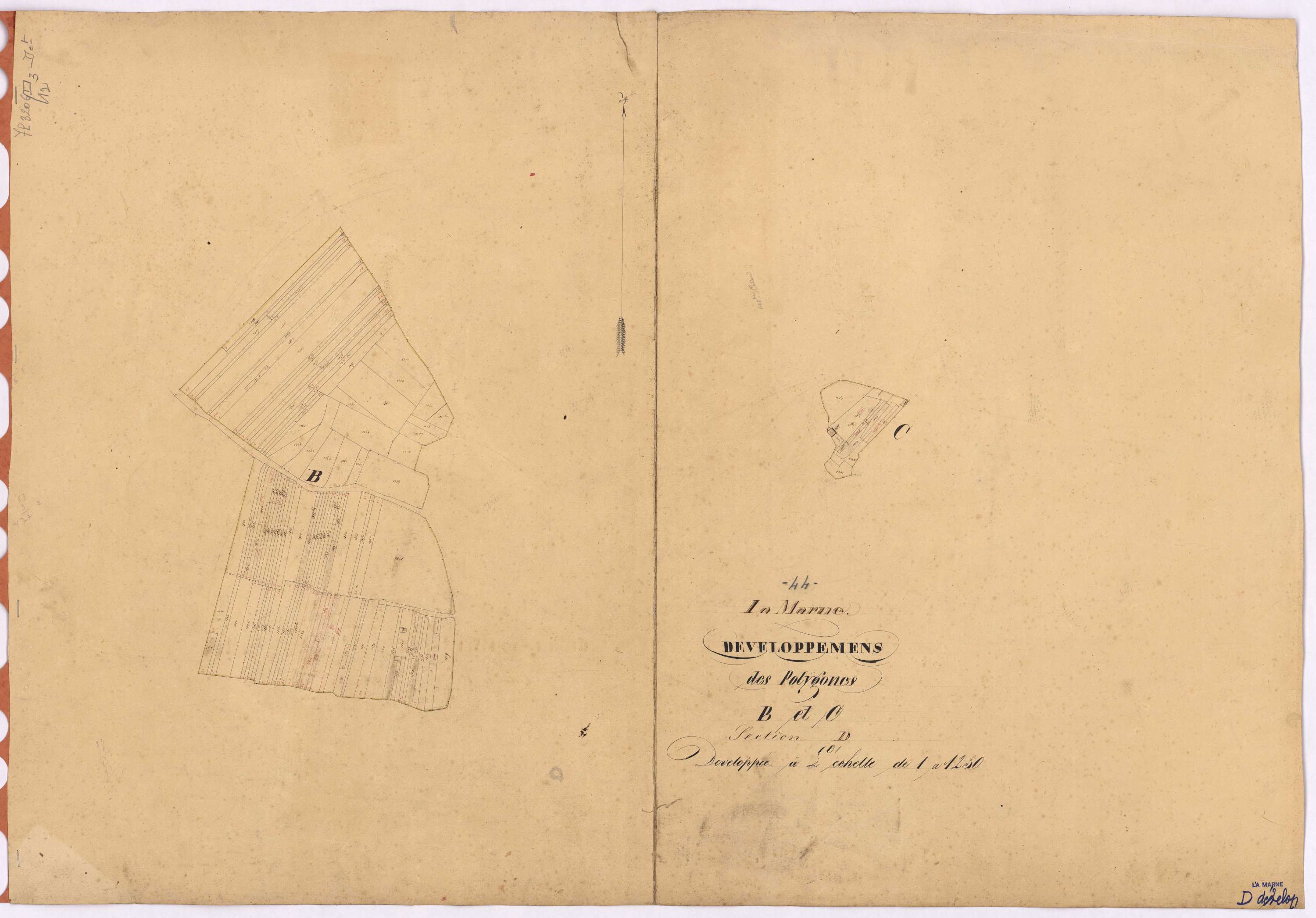 La Marne - Section D3 (développement) Bourg (section du) ; 1047-1599 ; développement des polygônes B et C