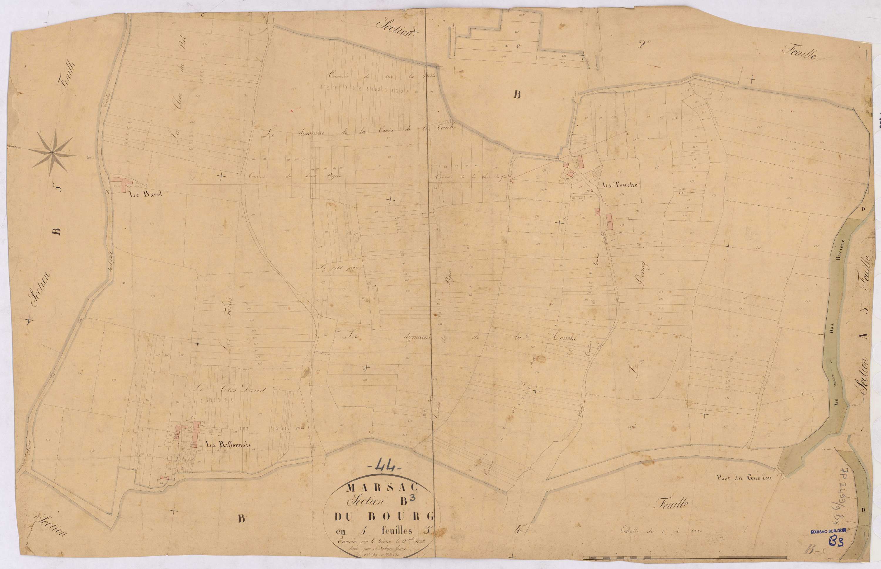 Marsac-sur-Don - Section B3 Bourg (section du) ; 343-680