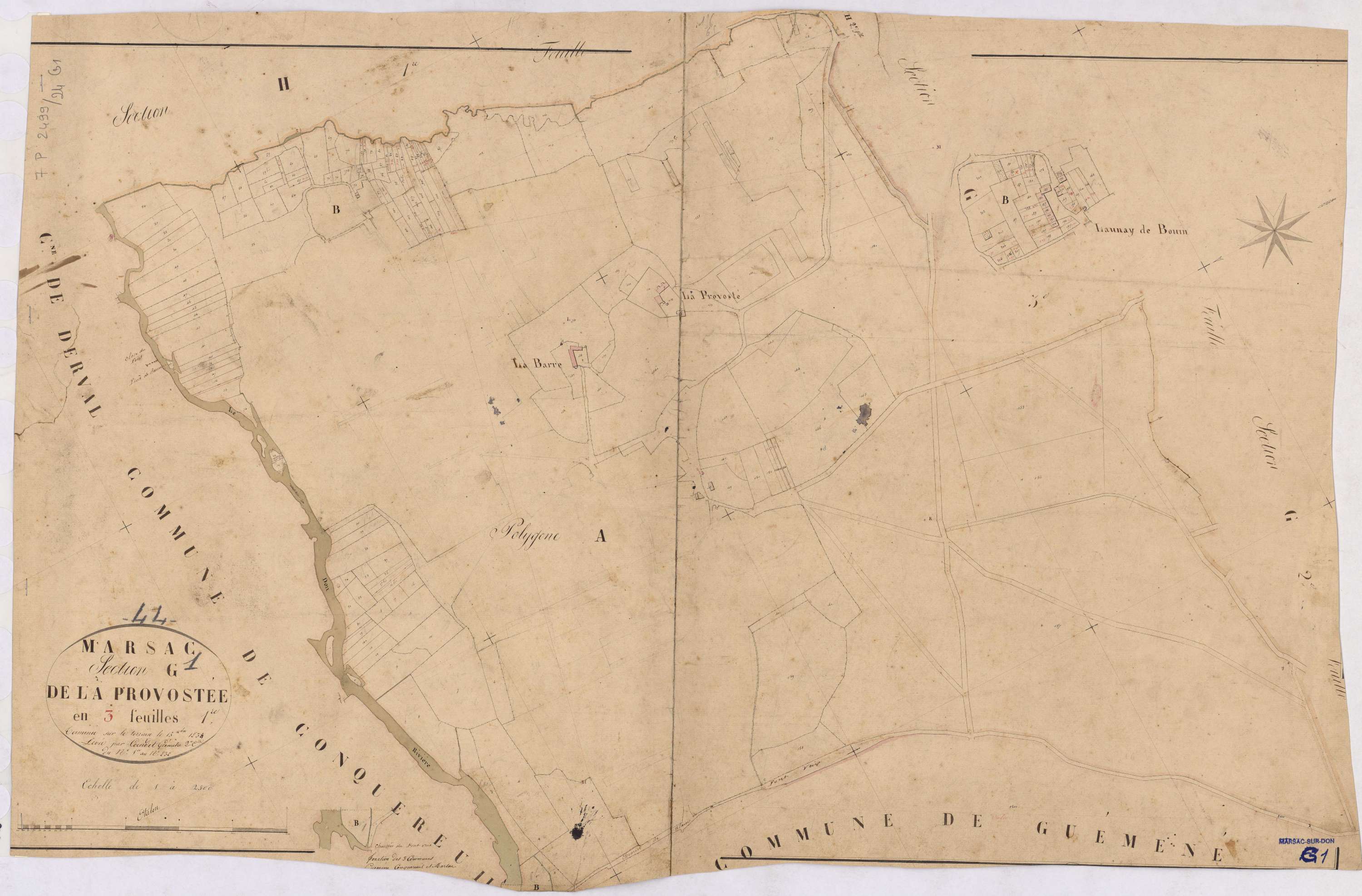 Marsac-sur-Don - Section G1 Provostée (section de La) ; 1-830