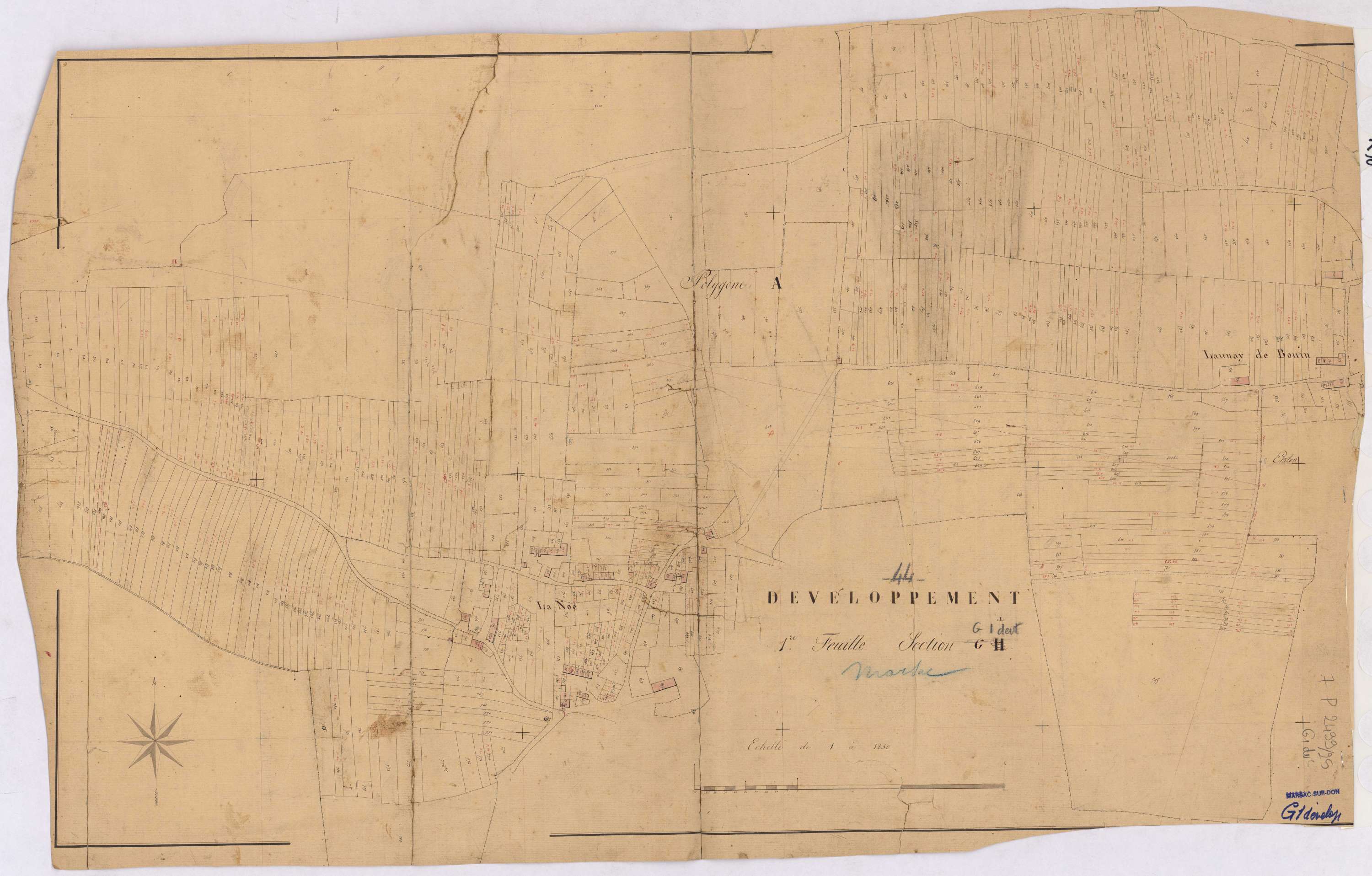 Marsac-sur-Don - Section G1 (développement) Provostée (section de La) ; 1-830 ; développement du polygône A
