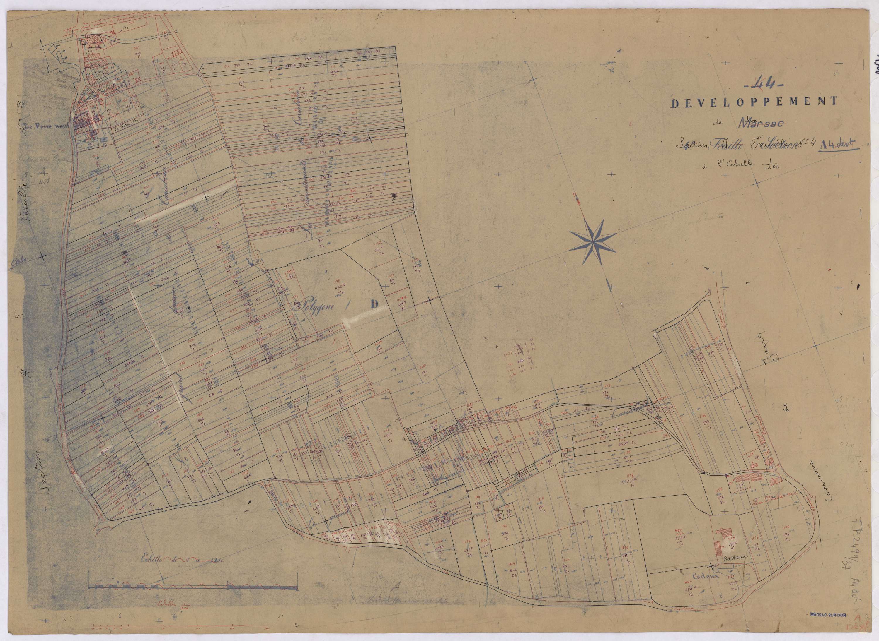 Marsac-sur-Don - Section A4 (développement) Vallée (section de La) ; 844-1198 ; développement du polygône D