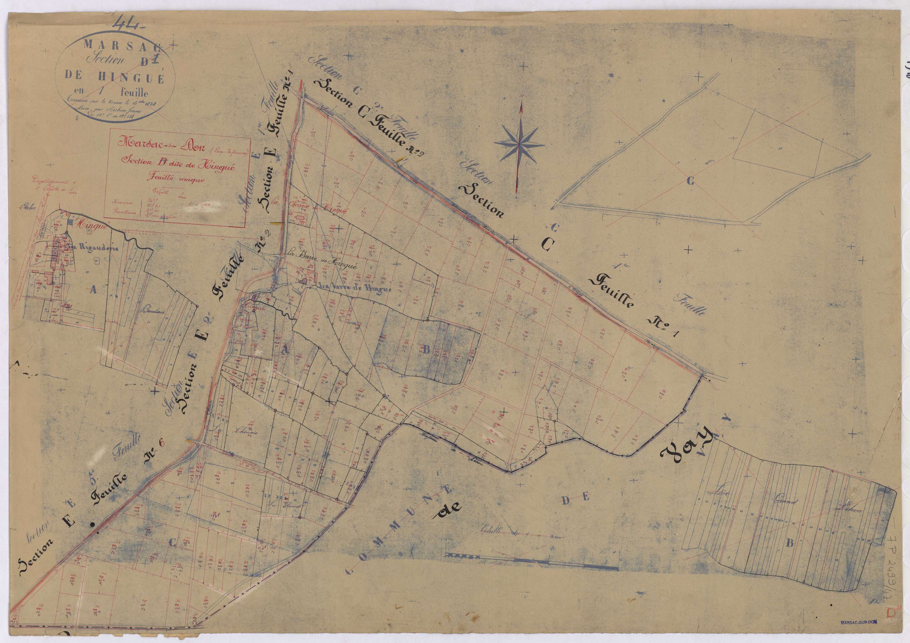 Marsac-sur-Don - Section D Hingué (section de) ; 1-169