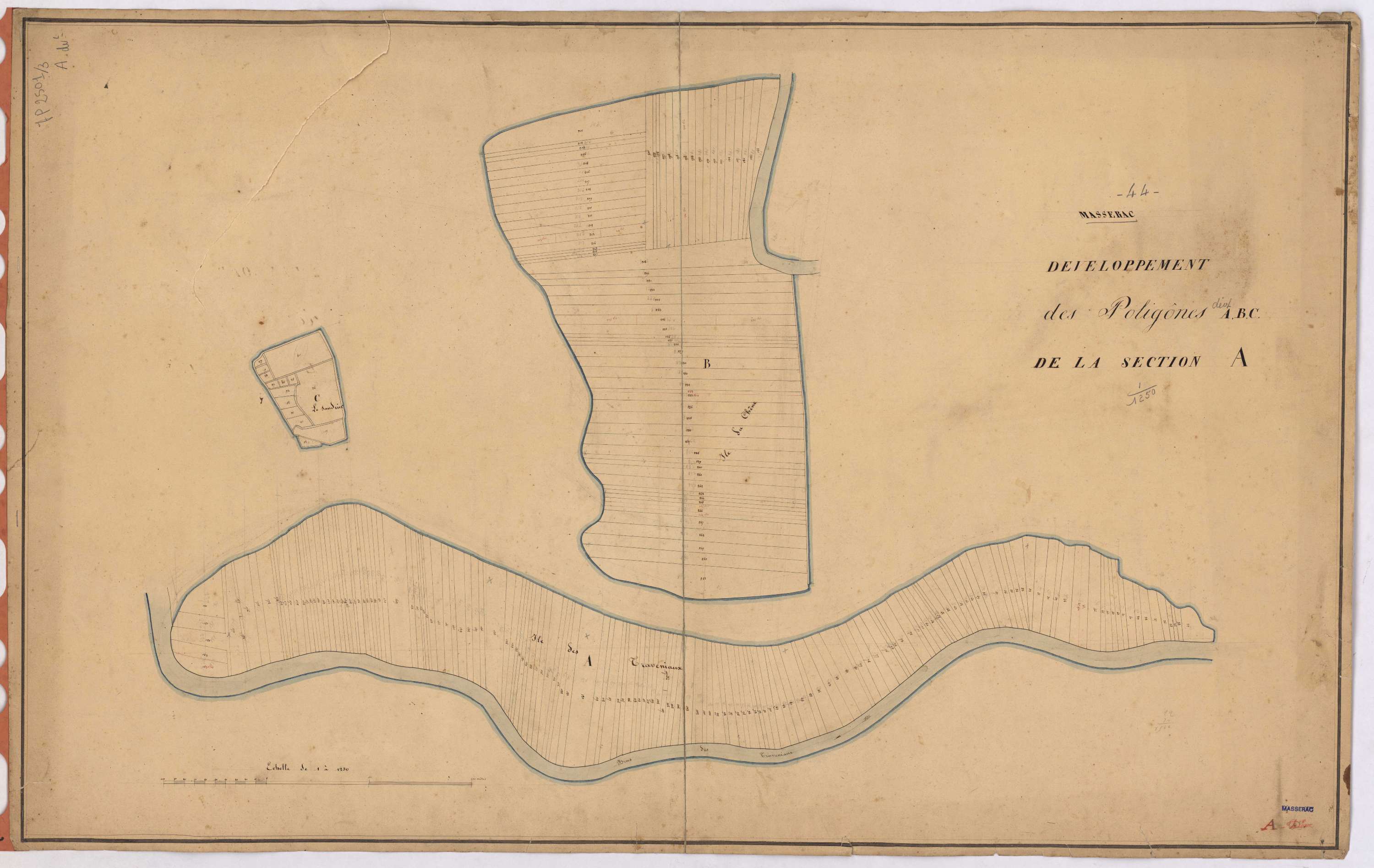 Massérac - Section A (développement) Marais (section du) ; développement des polygônes A, B et C