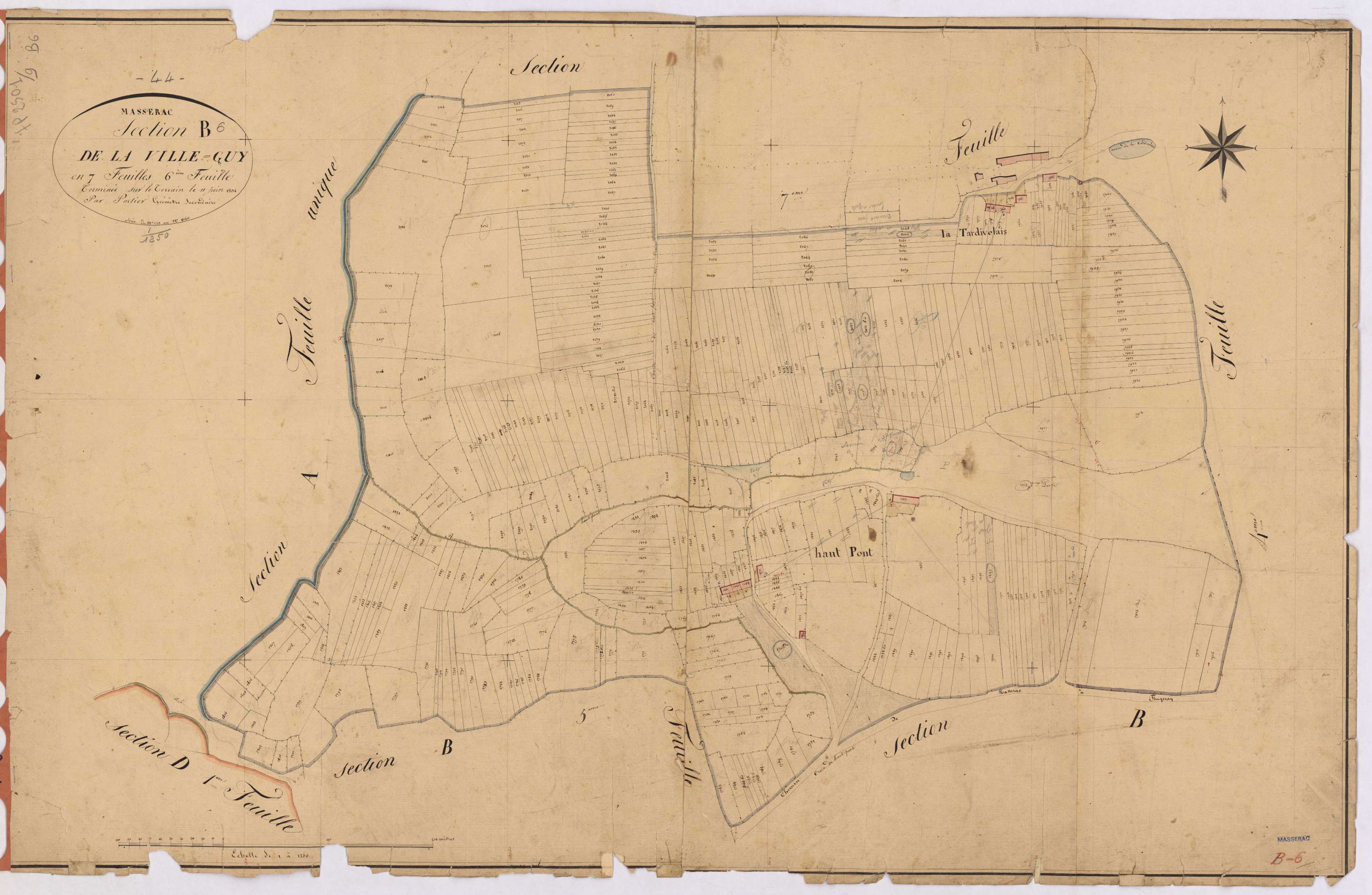 Massérac - Section B6 Ville-Guy (section de La) ; 1743-2160