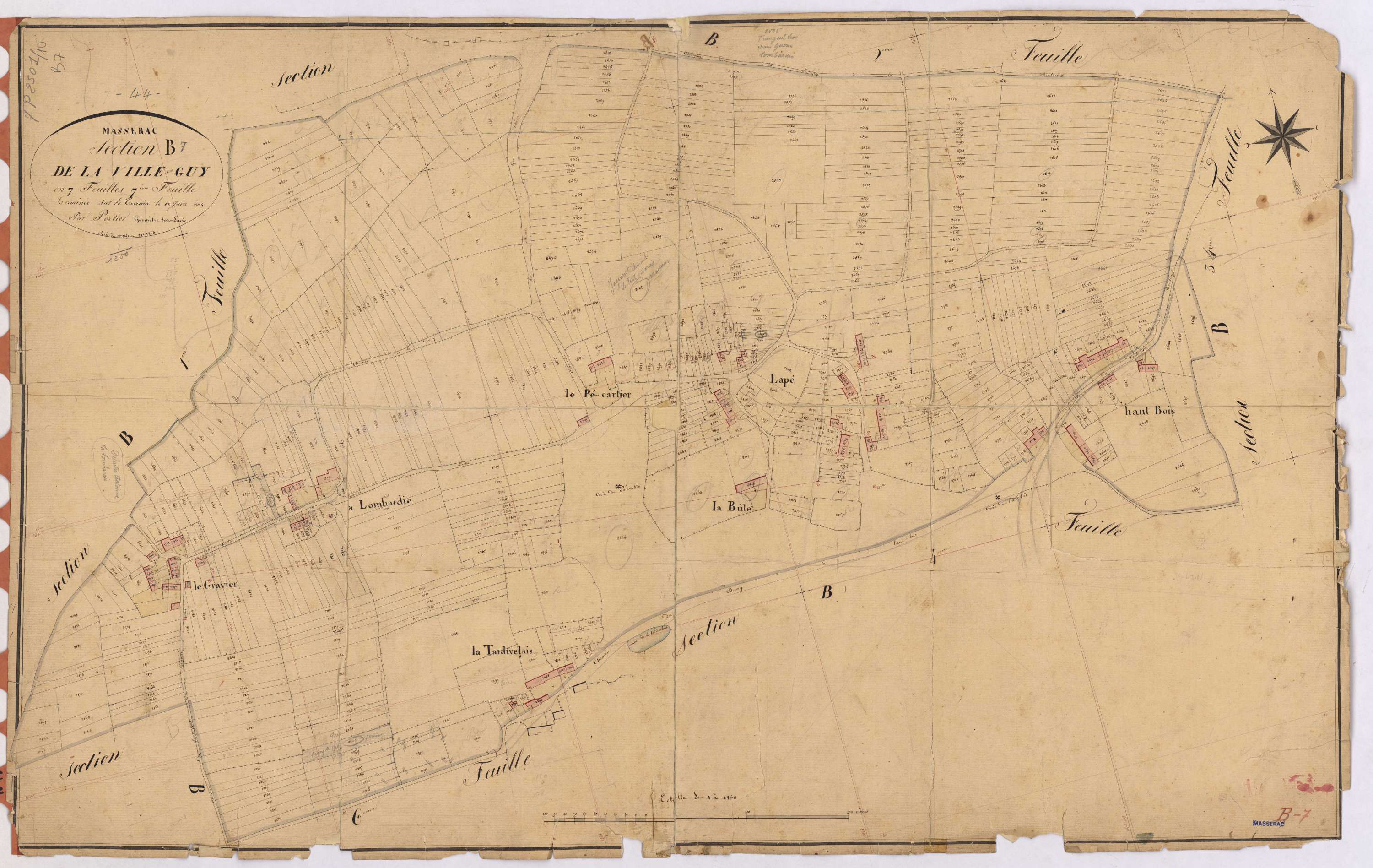 Massérac - Section B7 Ville-Guy (section de La) ; 2161-2843