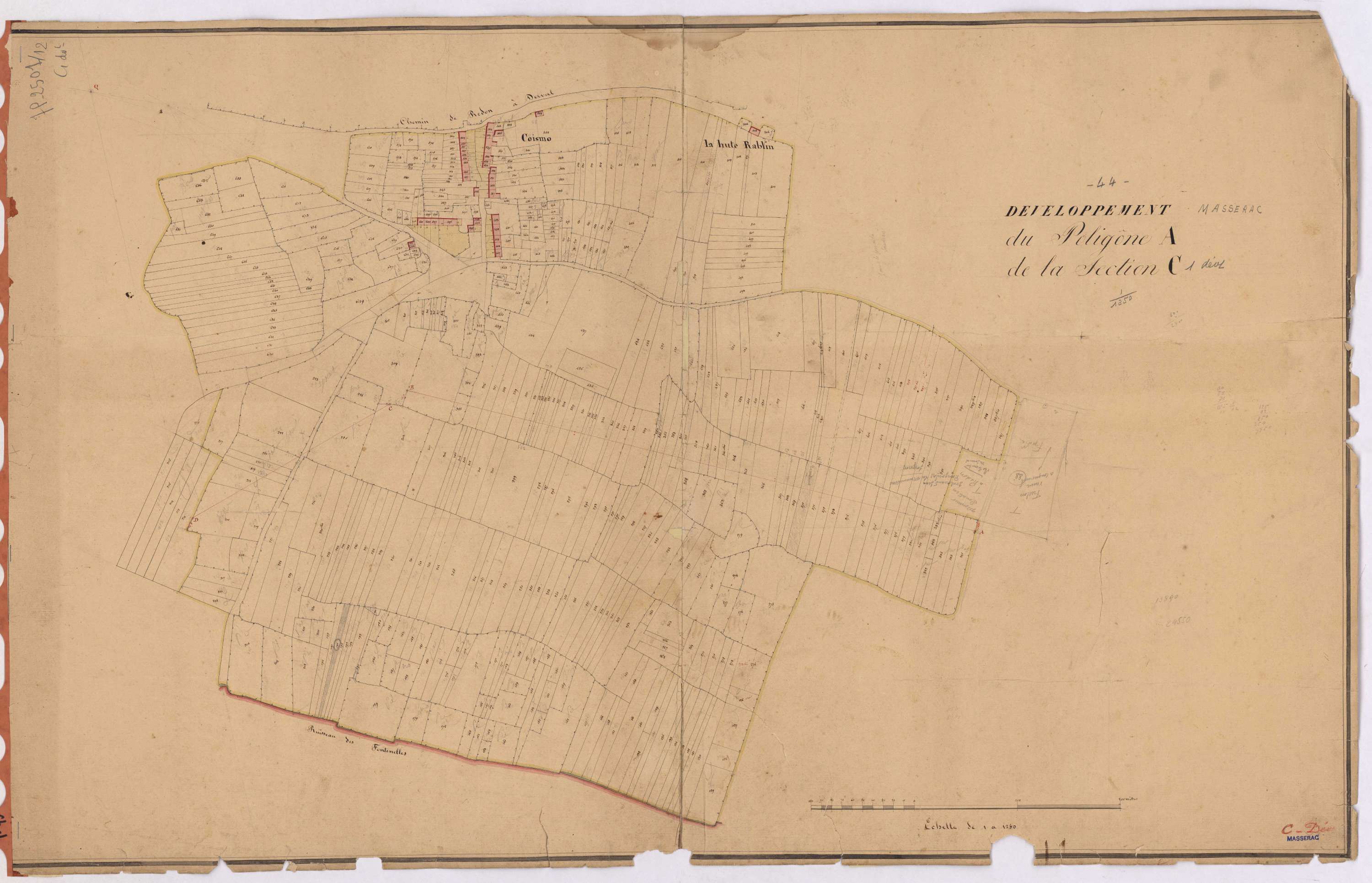 Massérac - Section C1 (développement) Coismo (section de) ; 1-658 ; développement du polygône A