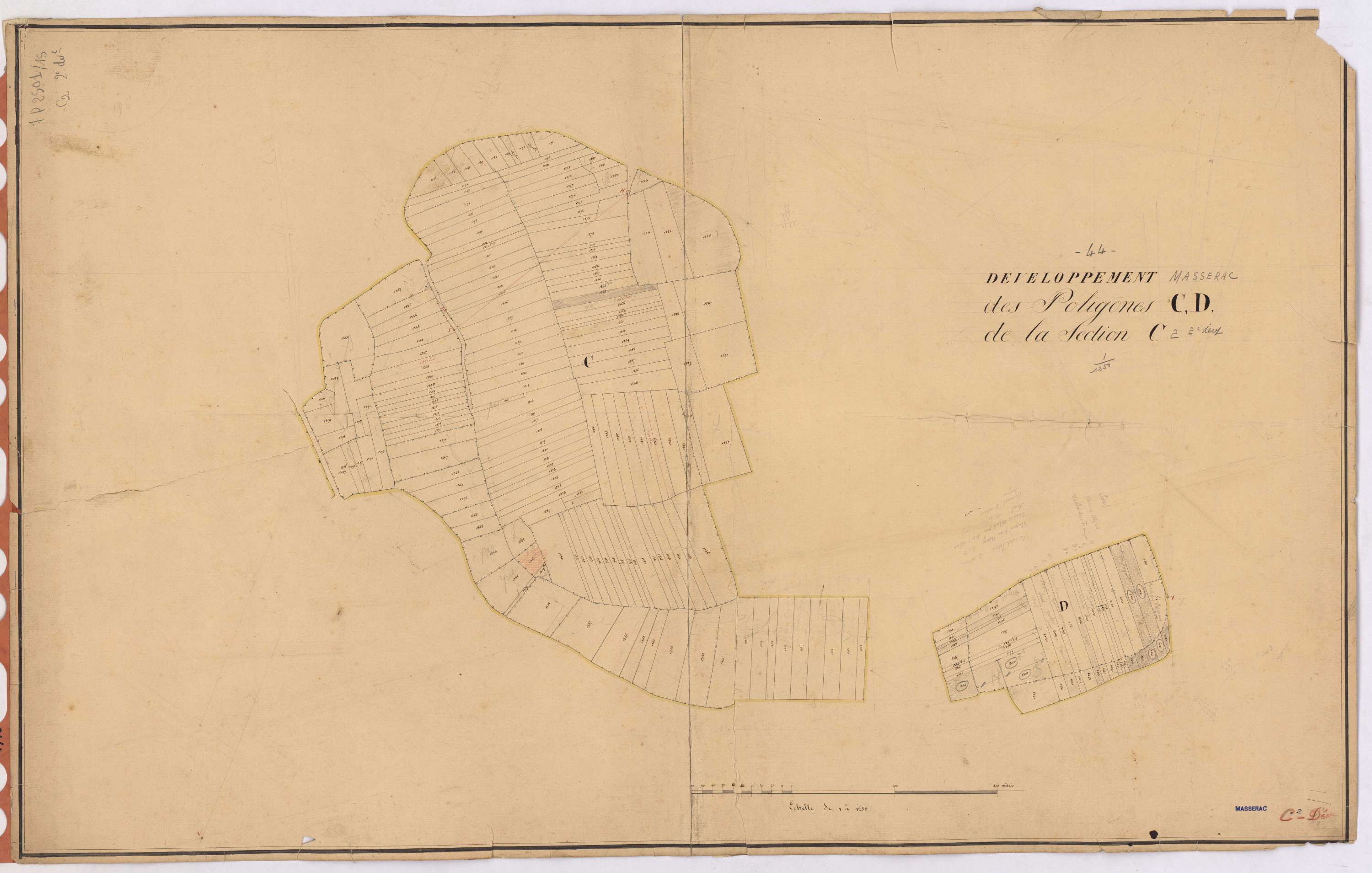 Massérac - Section C2 (développement) Coismo (section de) ; 658bis-1399bis ; développement des polygônes C et D