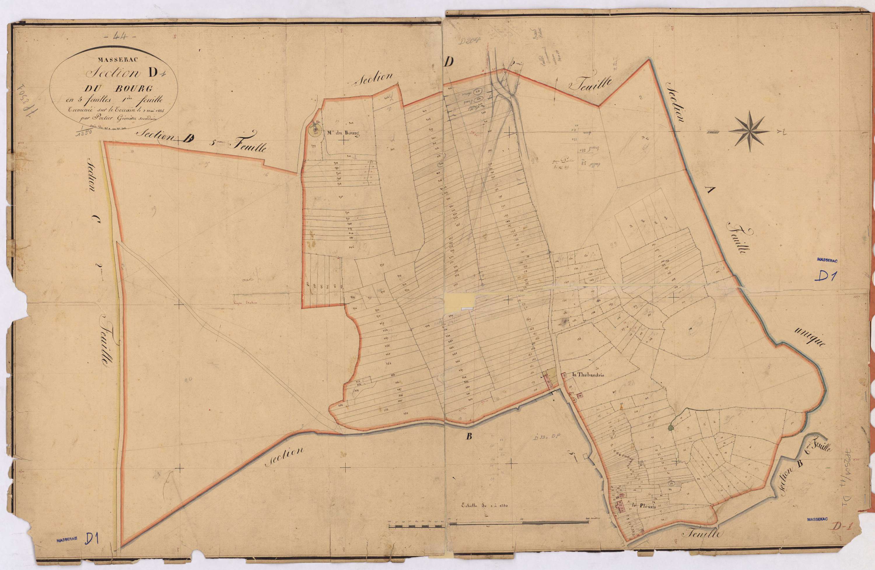 Massérac - Section D1 Bourg (section du) ; 1-304