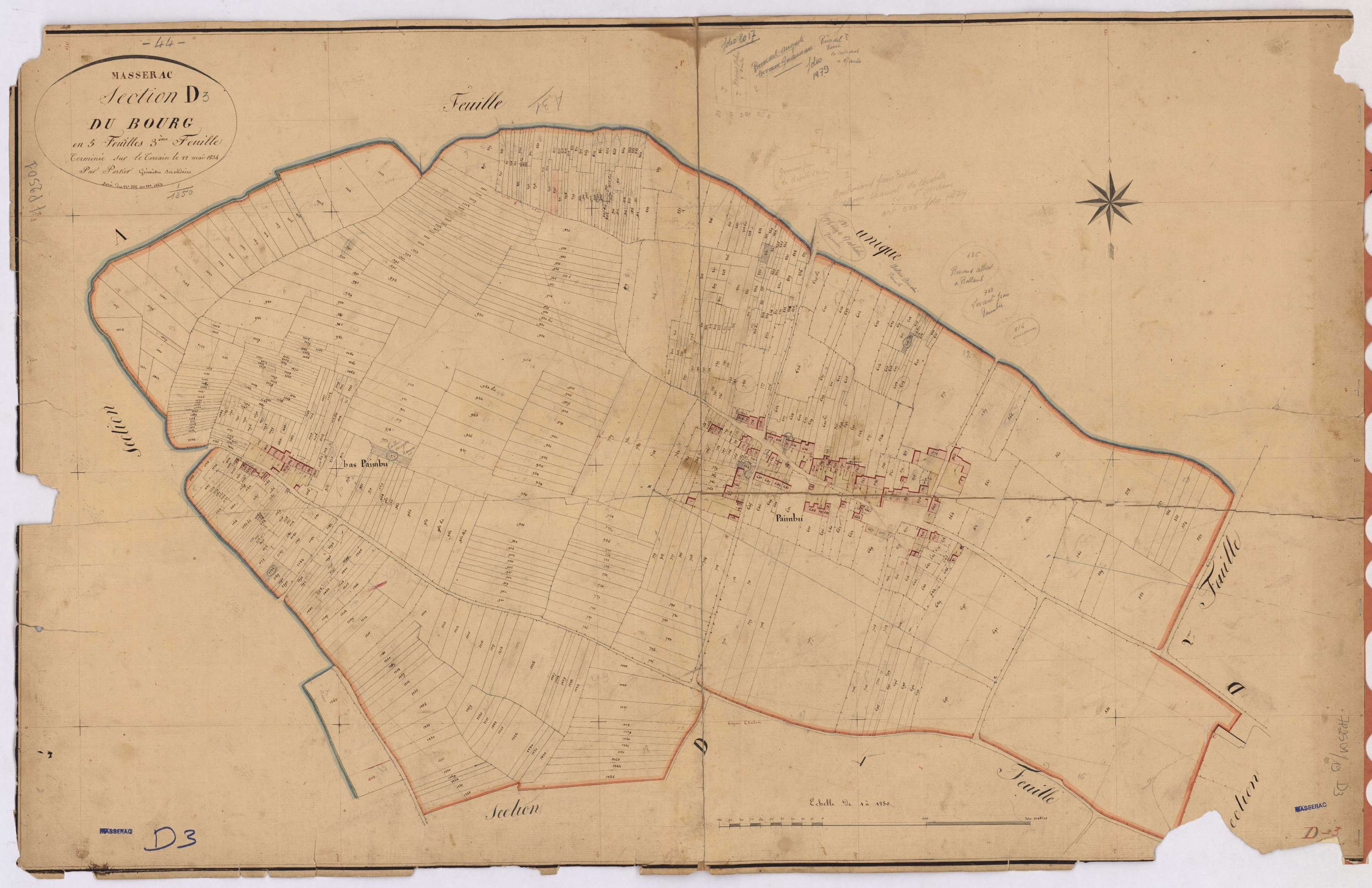 Massérac - Section D3 Bourg (section du) ; 551-1263