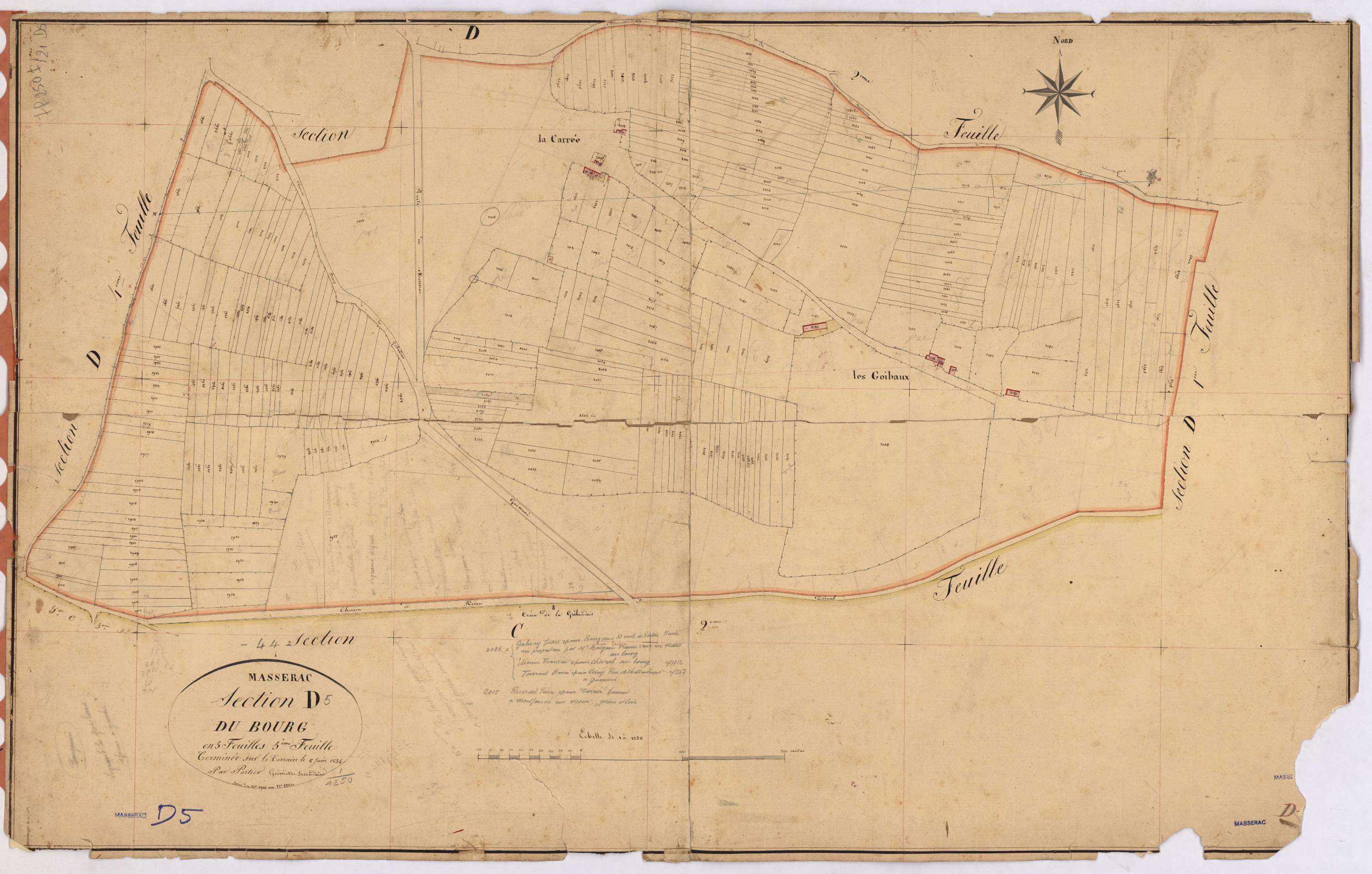 Massérac - Section D5 Bourg (section du) ; 1900-2200