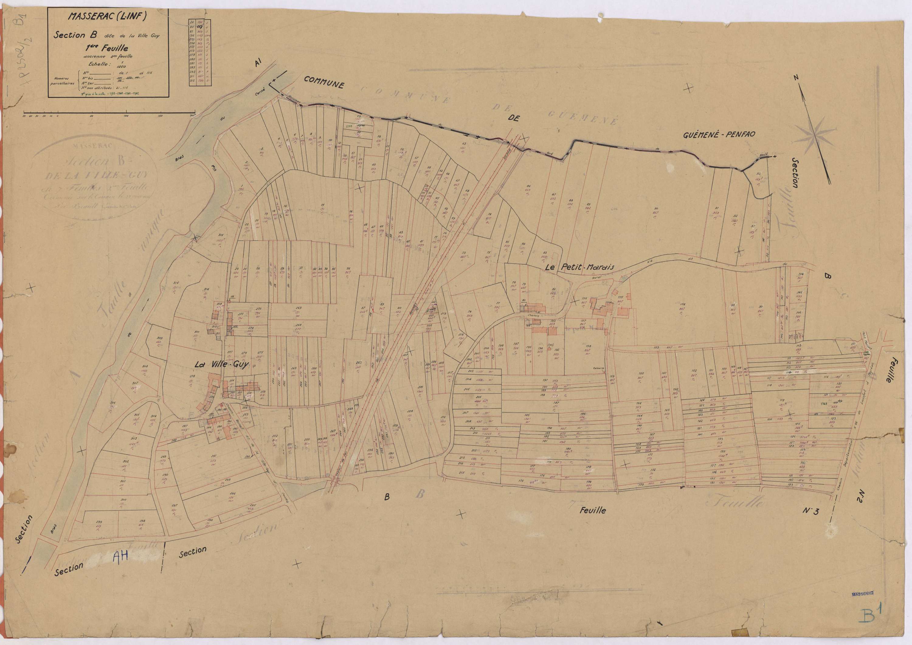 Massérac - Section B1 Ville Guy (section de La) ; 1-316