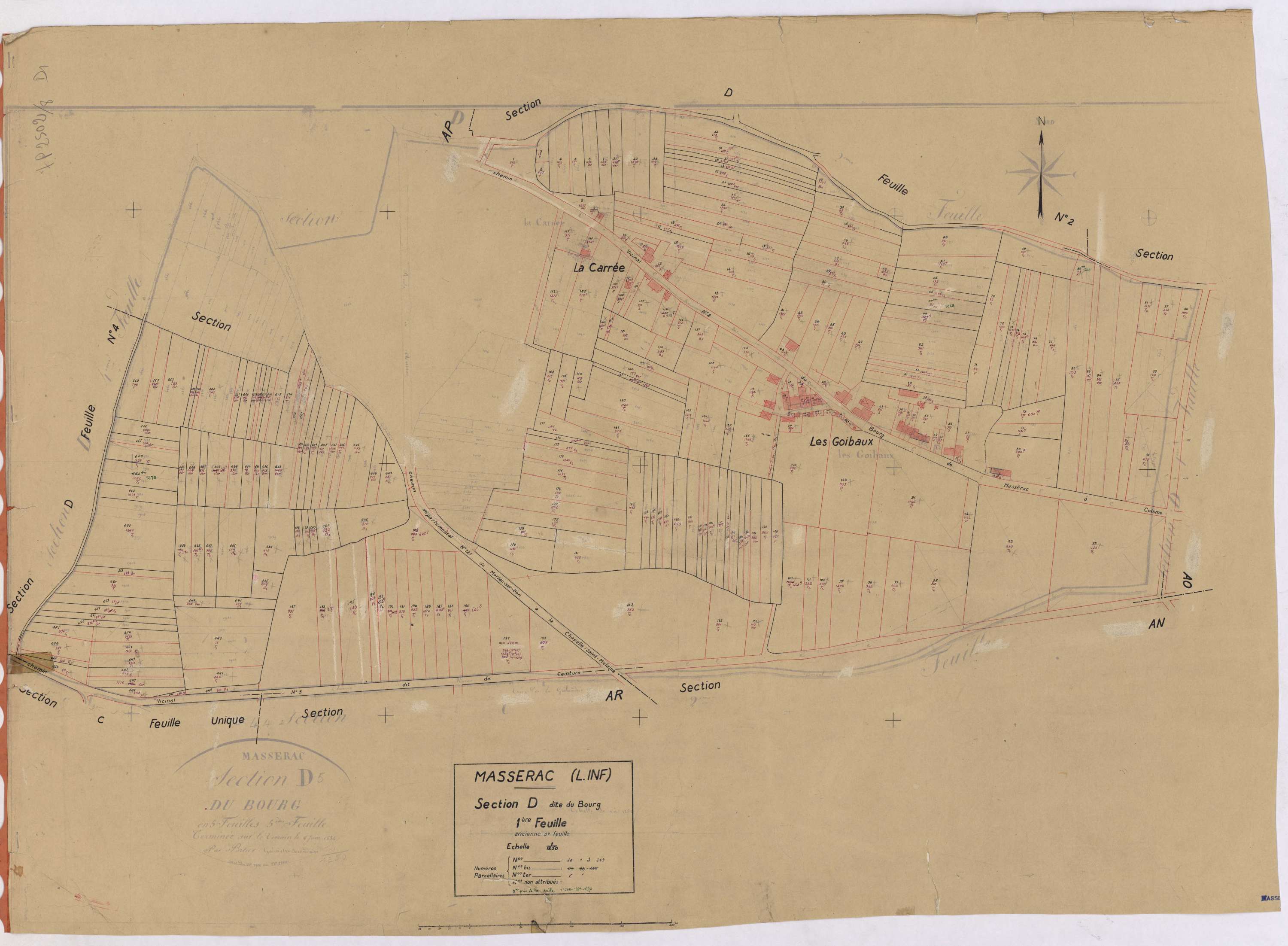 Massérac - Section D1 Bourg (section du) ; 1-269