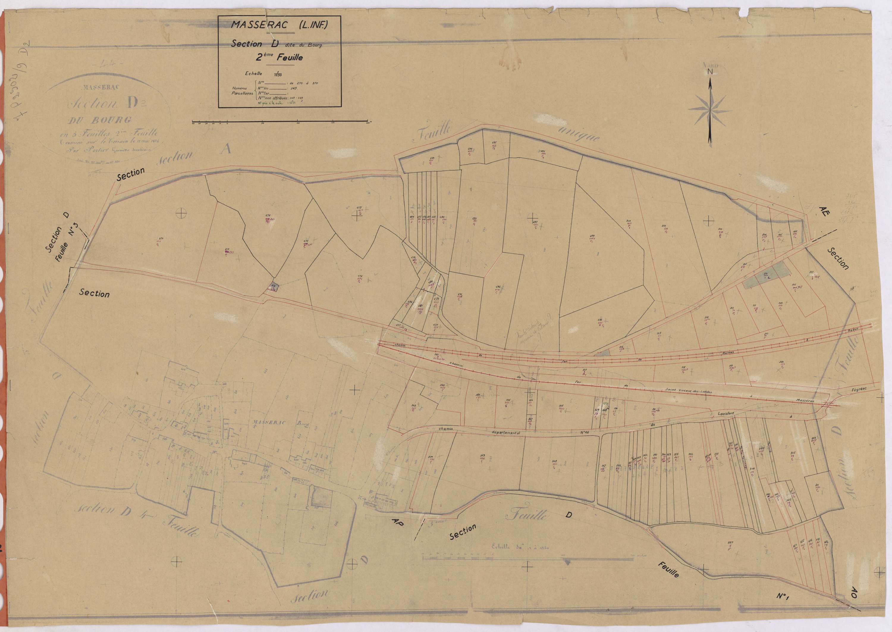 Massérac - Section D2 Bourg (section du) ; 270-370
