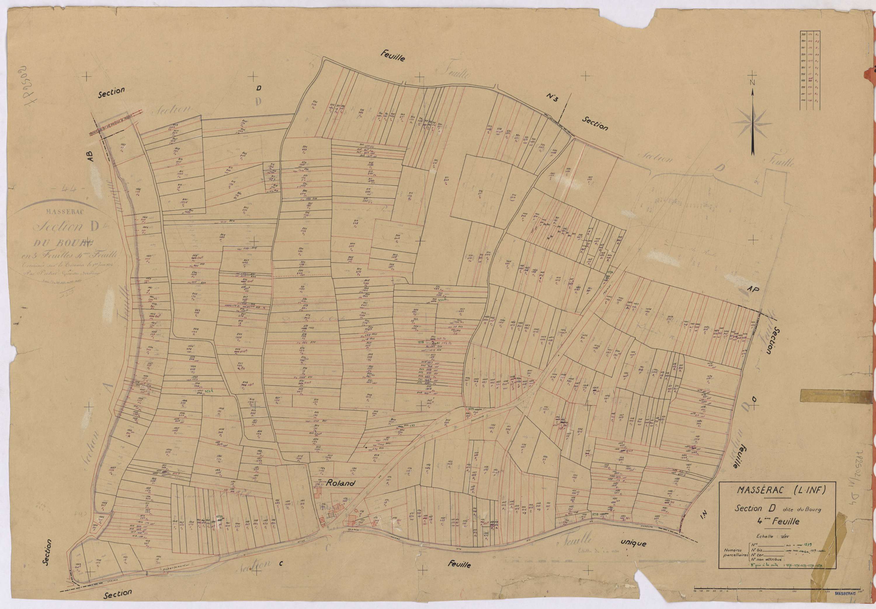 Massérac - Section D4 Bourg (section du) ; 803-1267