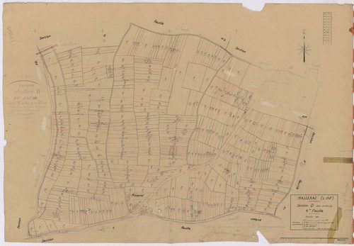 Massérac - Section D4 Bourg (section du) ; 803-1267