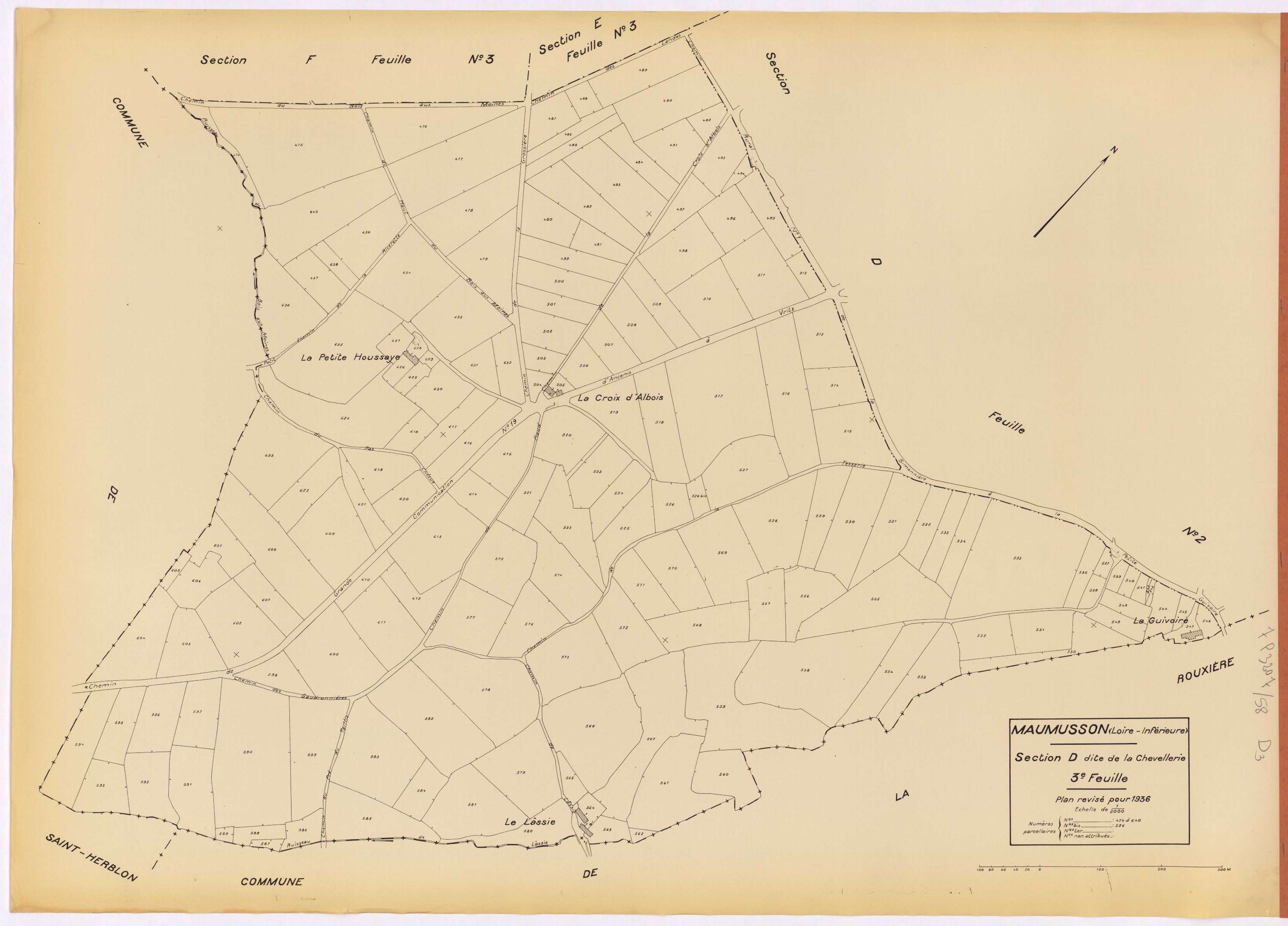 Maumusson - Section D3 Chevellerie (section de La) ; 474-640