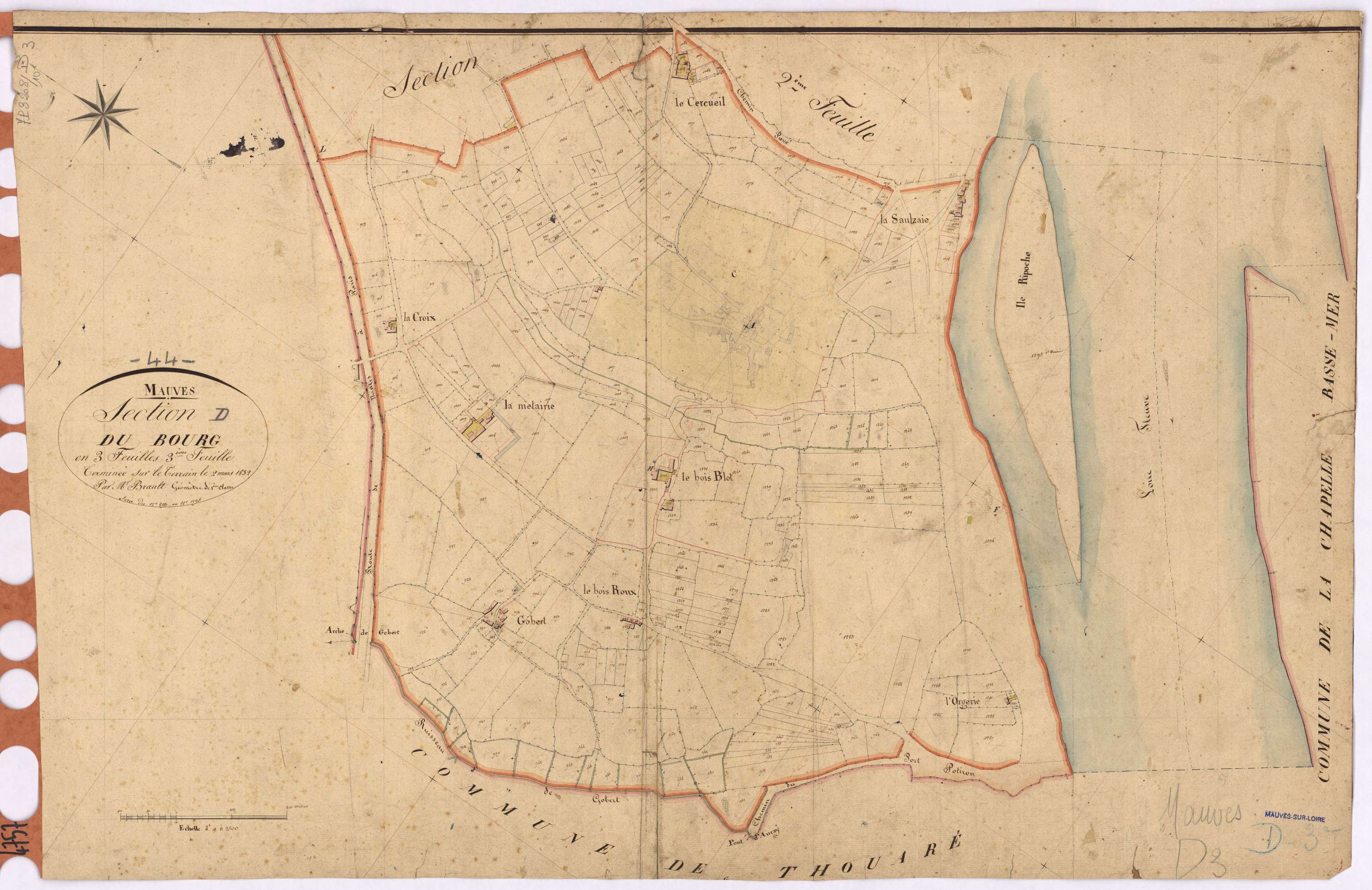 Mauves-sur-Loire - Section D3 Bourg (section du) ; 893-1295