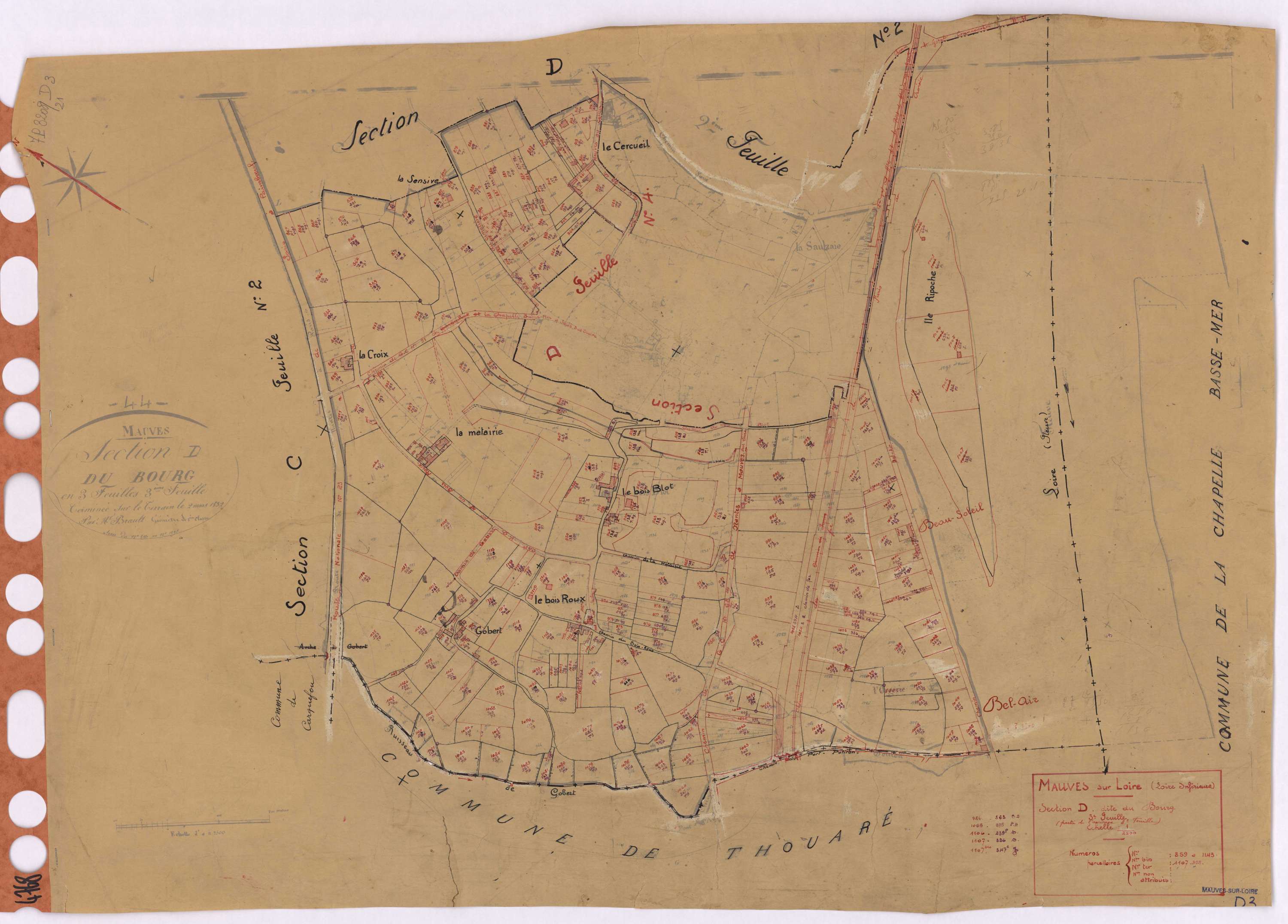 Mauves-sur-Loire - Section D3 Bourg (section du) ; 859-1143