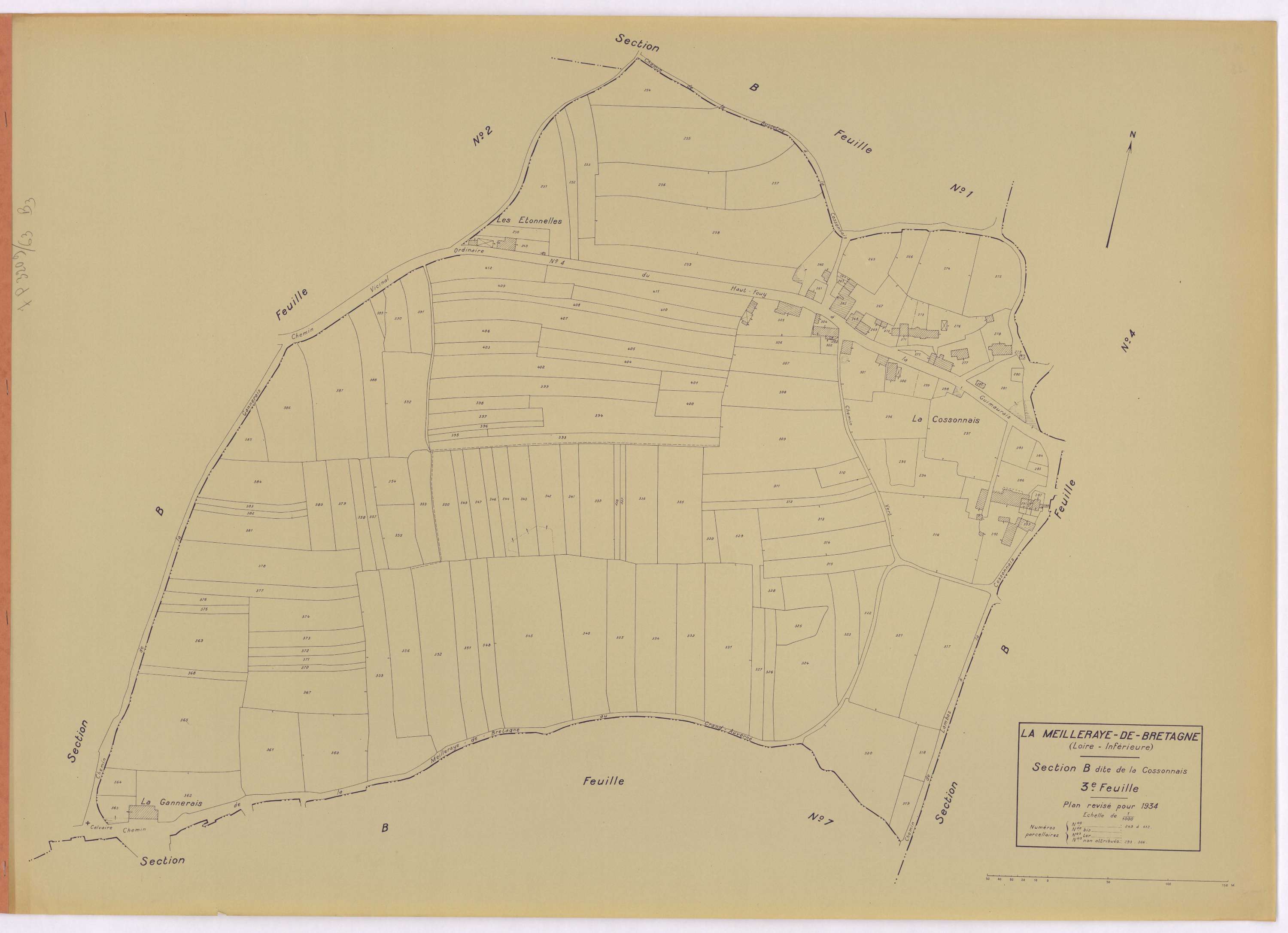 La Meilleraye-de-Bretagne - Section B3 Cossonnais (section de La) ; 249-412