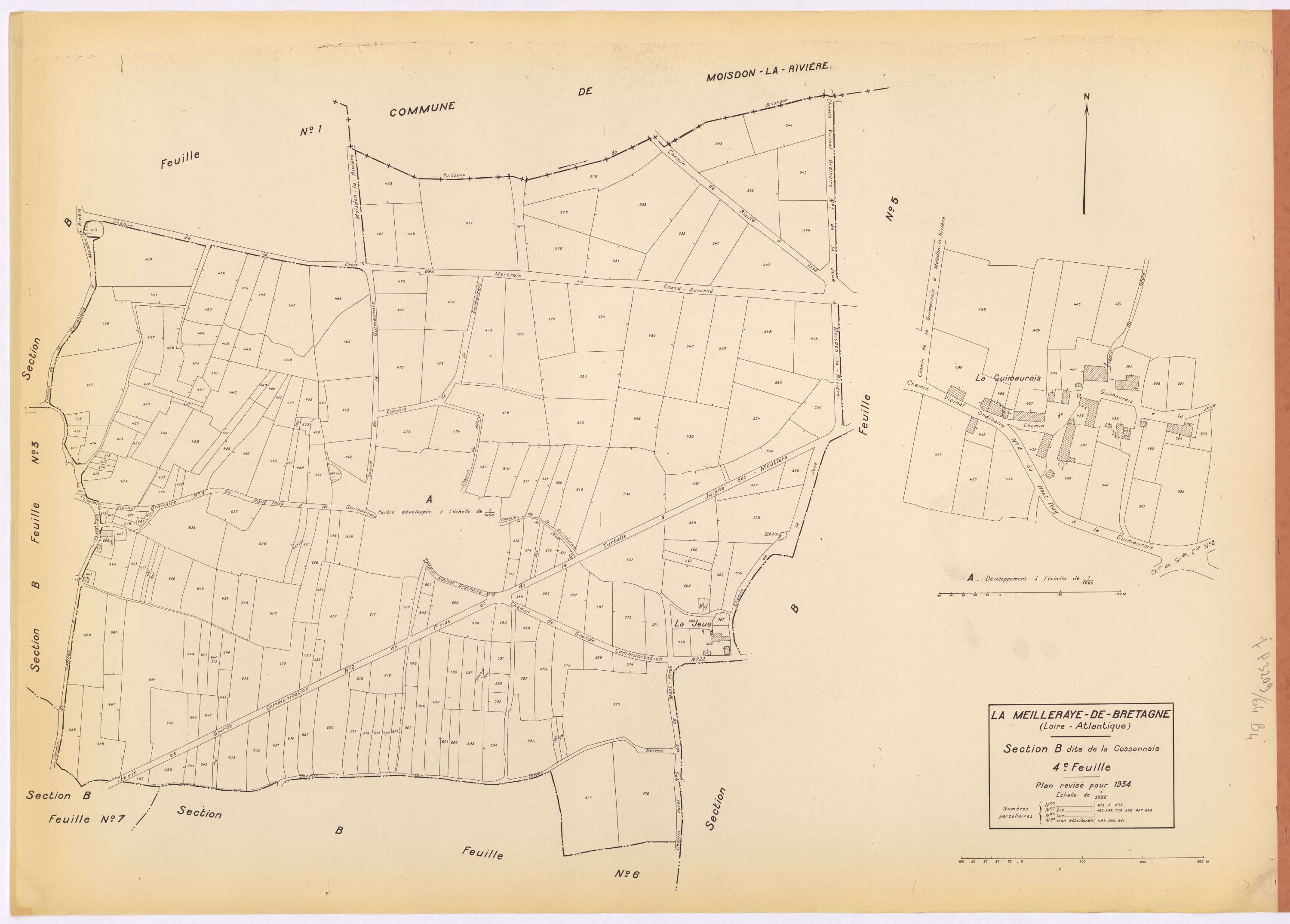 La Meilleraye-de-Bretagne - Section B4 Cossonnais (section de La) ; 413-679