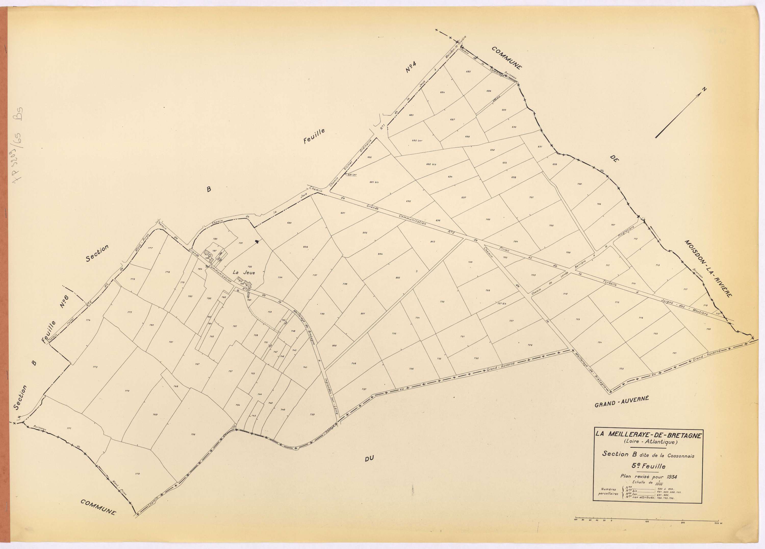 La Meilleraye-de-Bretagne - Section B5 Cossonnais (section de La) ; 680-806