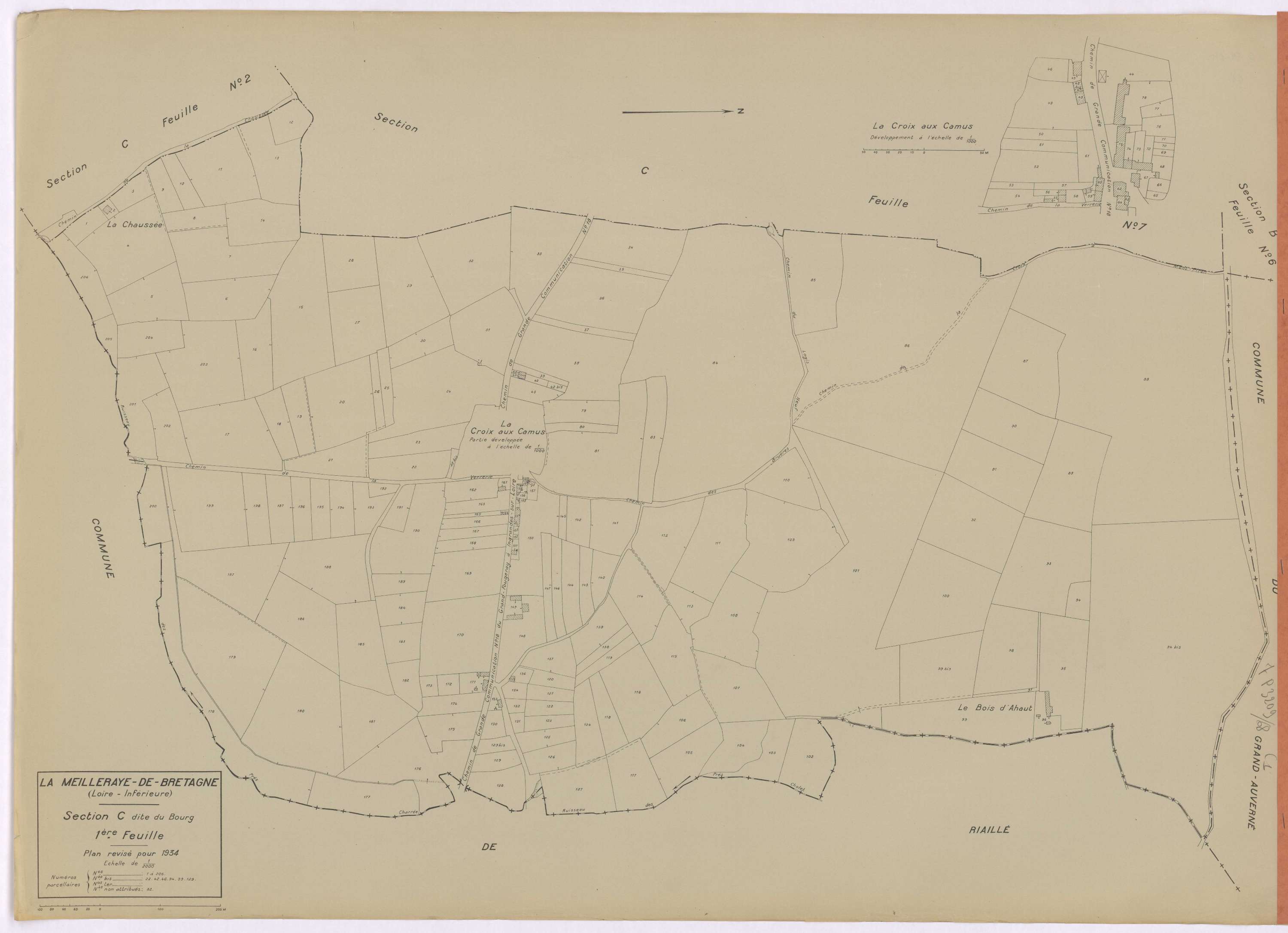 La Meilleraye-de-Bretagne - Section C1 Bourg (section du) ; 1-206