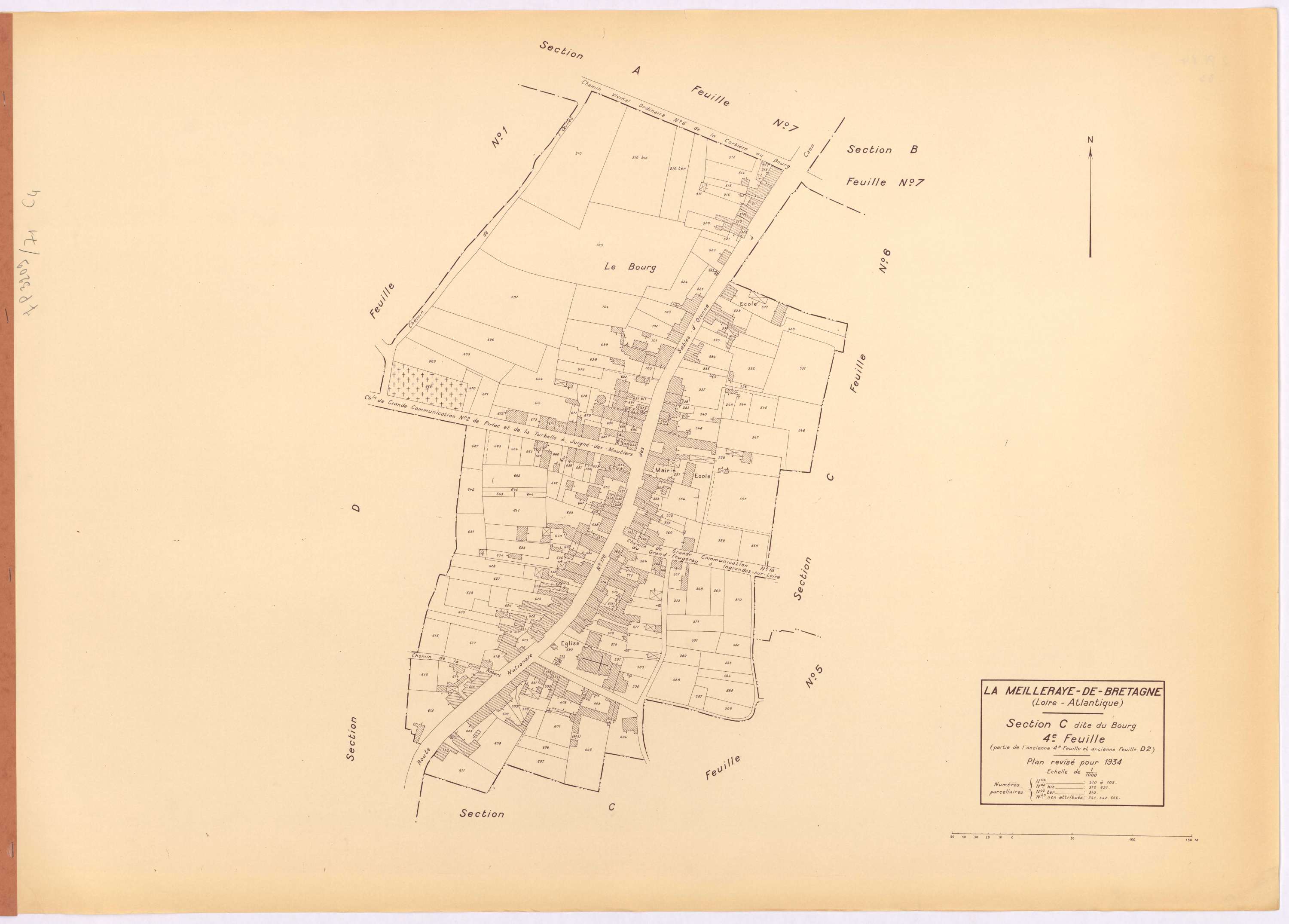La Meilleraye-de-Bretagne - Section C4 Bourg (section du) ; 510-705