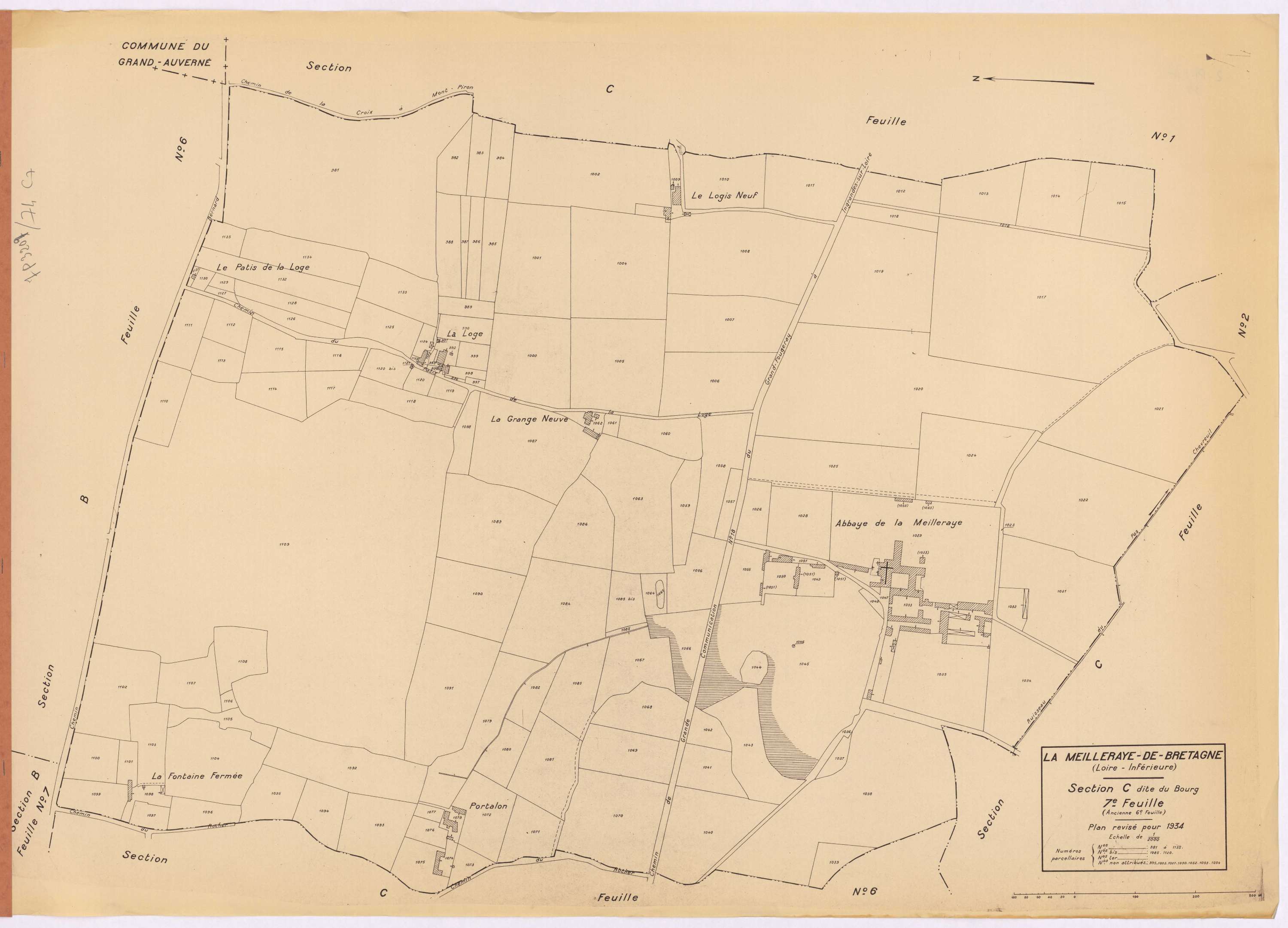 La Meilleraye-de-Bretagne - Section C7 Bourg (section du) ; 981-1135