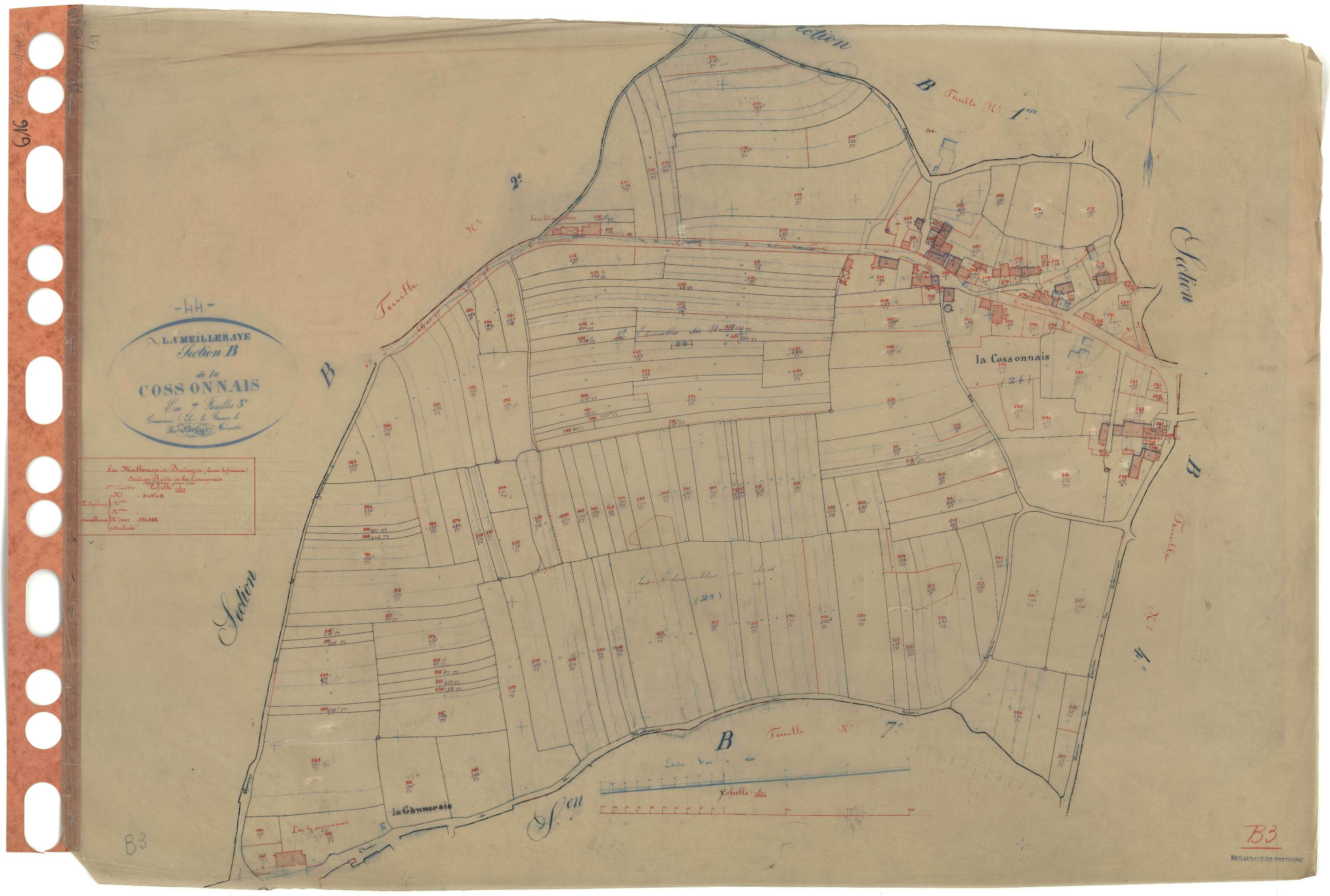 La Meilleraye-de-Bretagne - Section B3 Cossonnais (section de La) . 249-412
