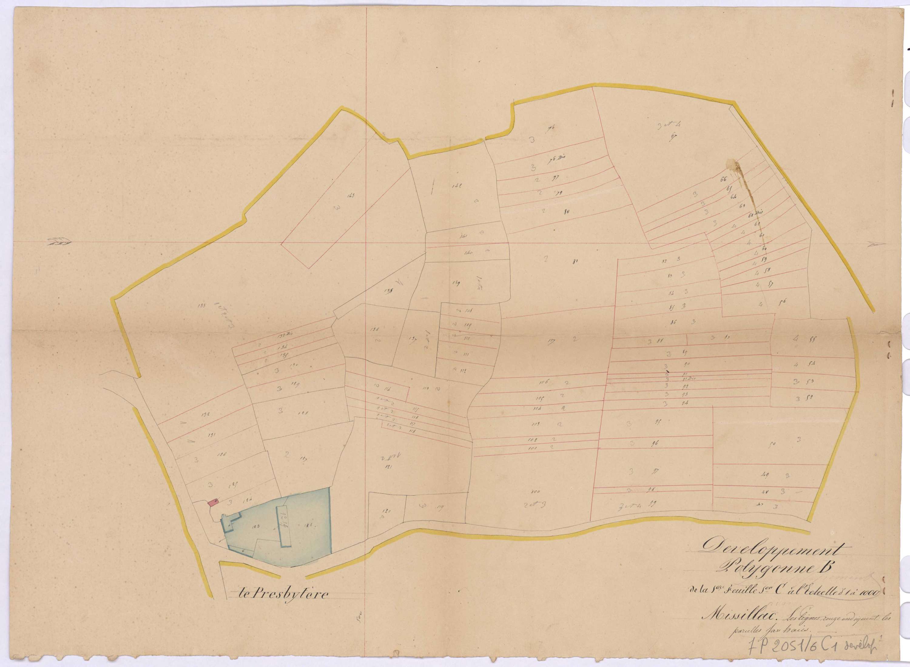 Missillac - Section C1 (développement) Bourg (section du) ; 1-338 ; développement du polygône B