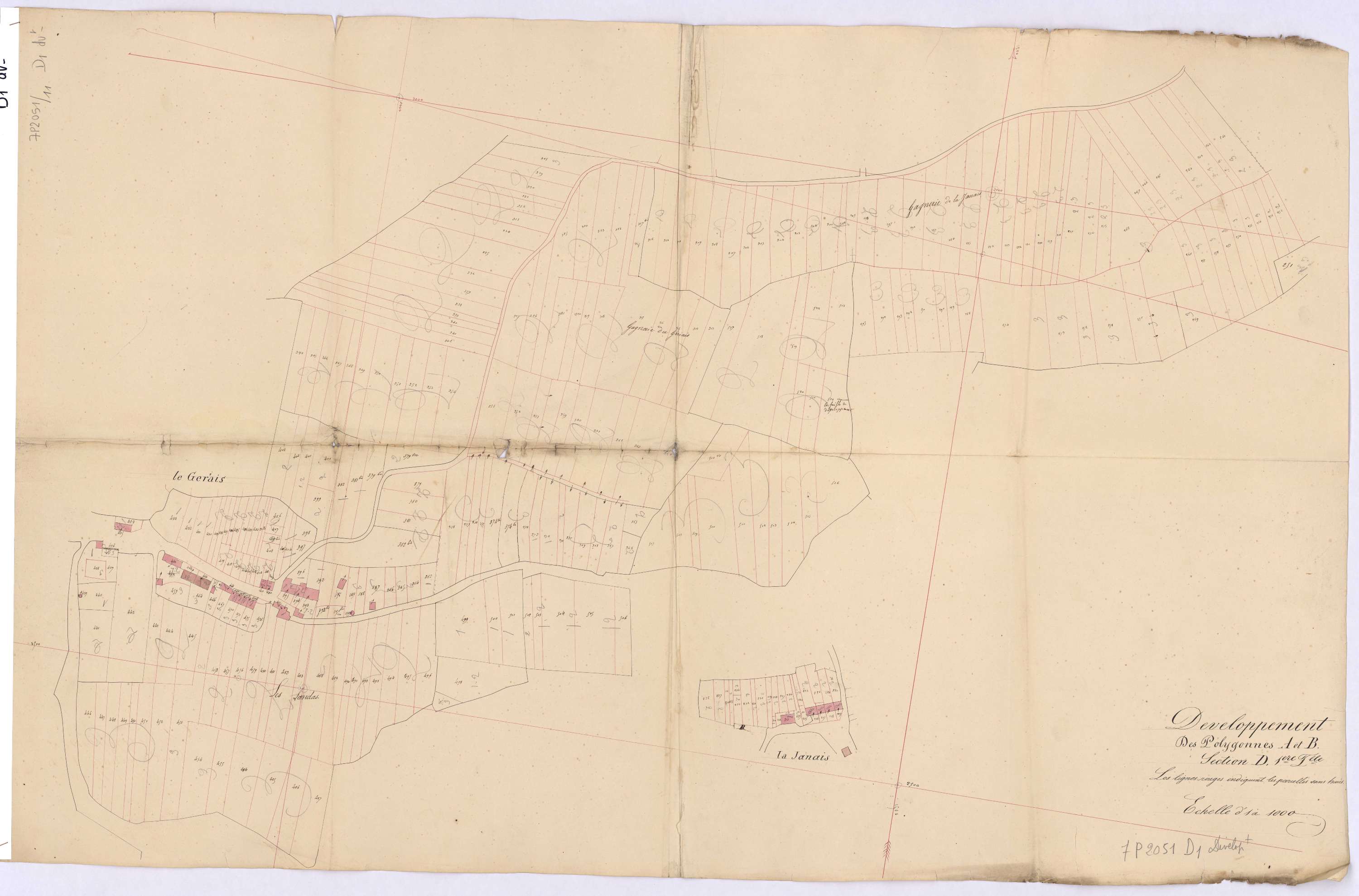 Missillac - Section D1 (développement) Geriais (section du) ; 1-536 ; développement des villages du Geriais et de La Janais