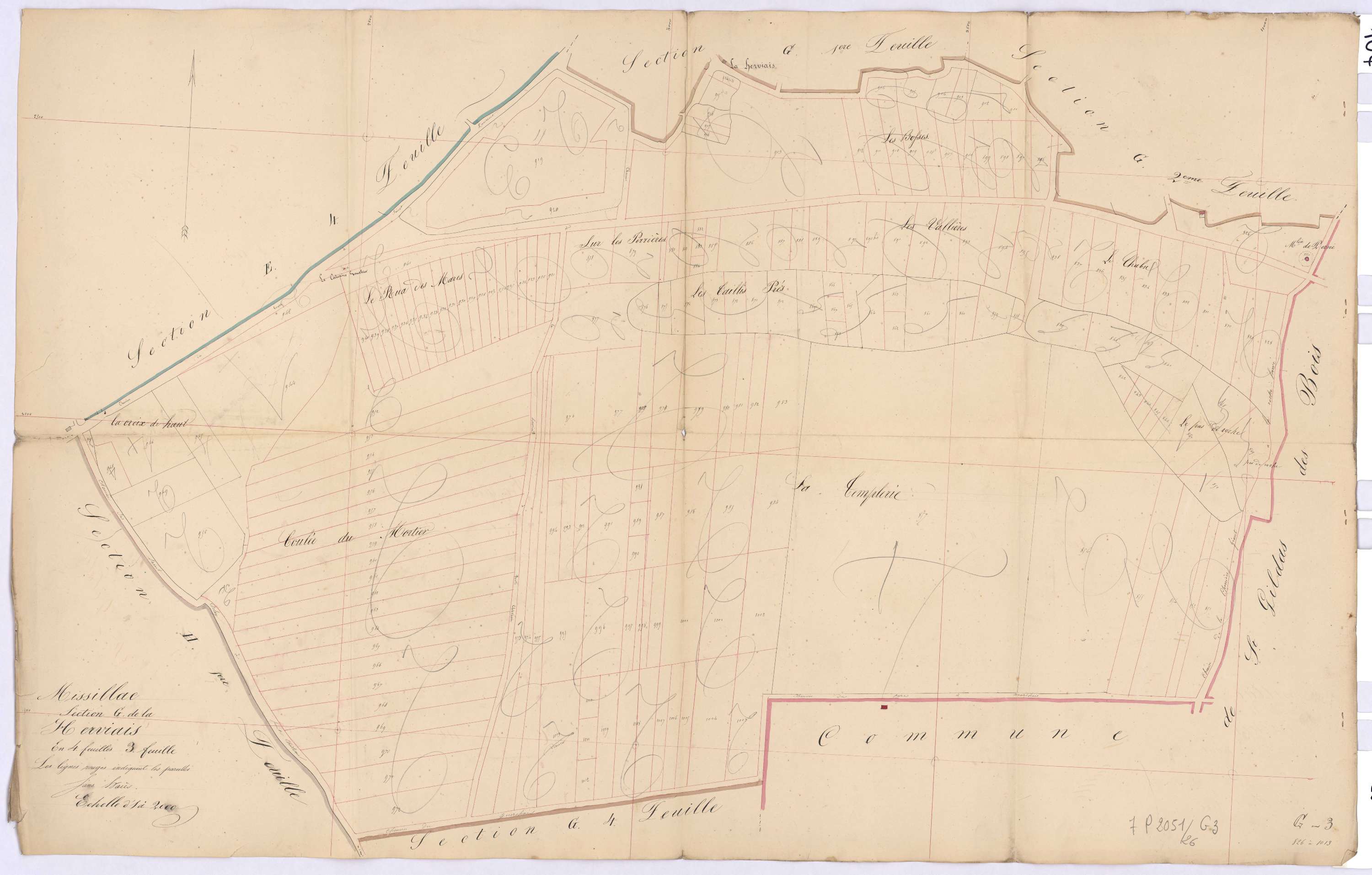 Missillac - Section G3 Herviais (section de La) ; 826-1013