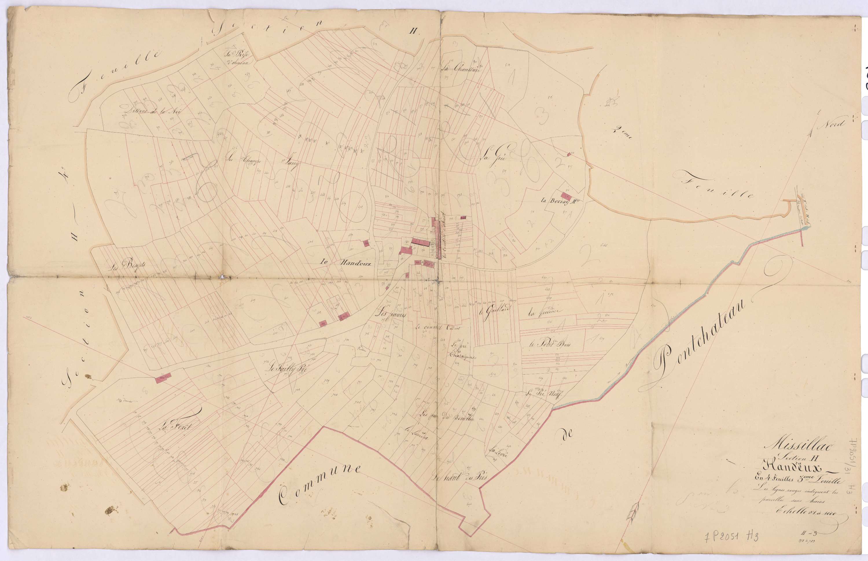 Missillac - Section H3 Handeux (section de) ; 358-783