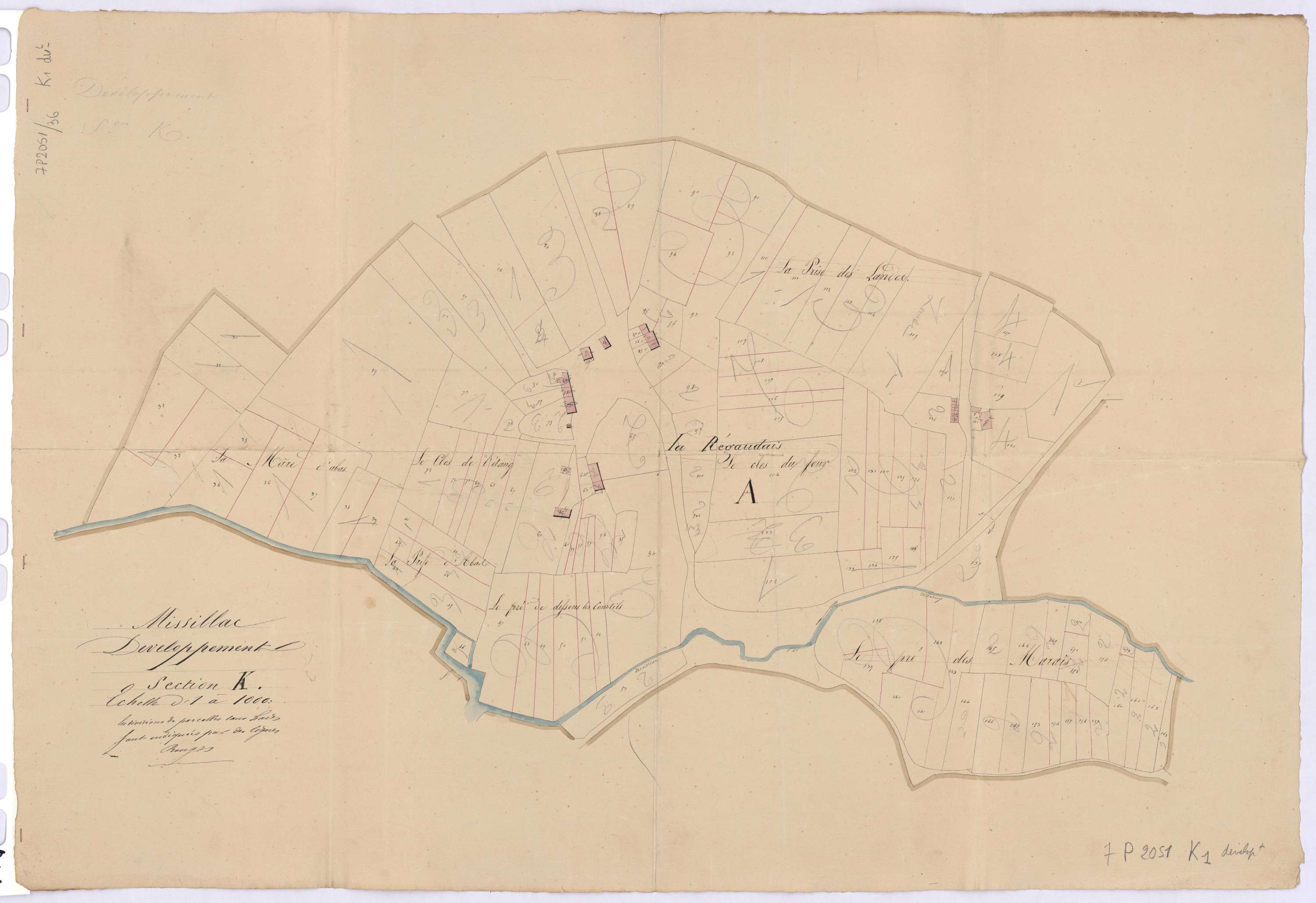 Missillac - Section K1 (développement) Perno (section de) ; 1-276 ; développement du village de La Régaudais