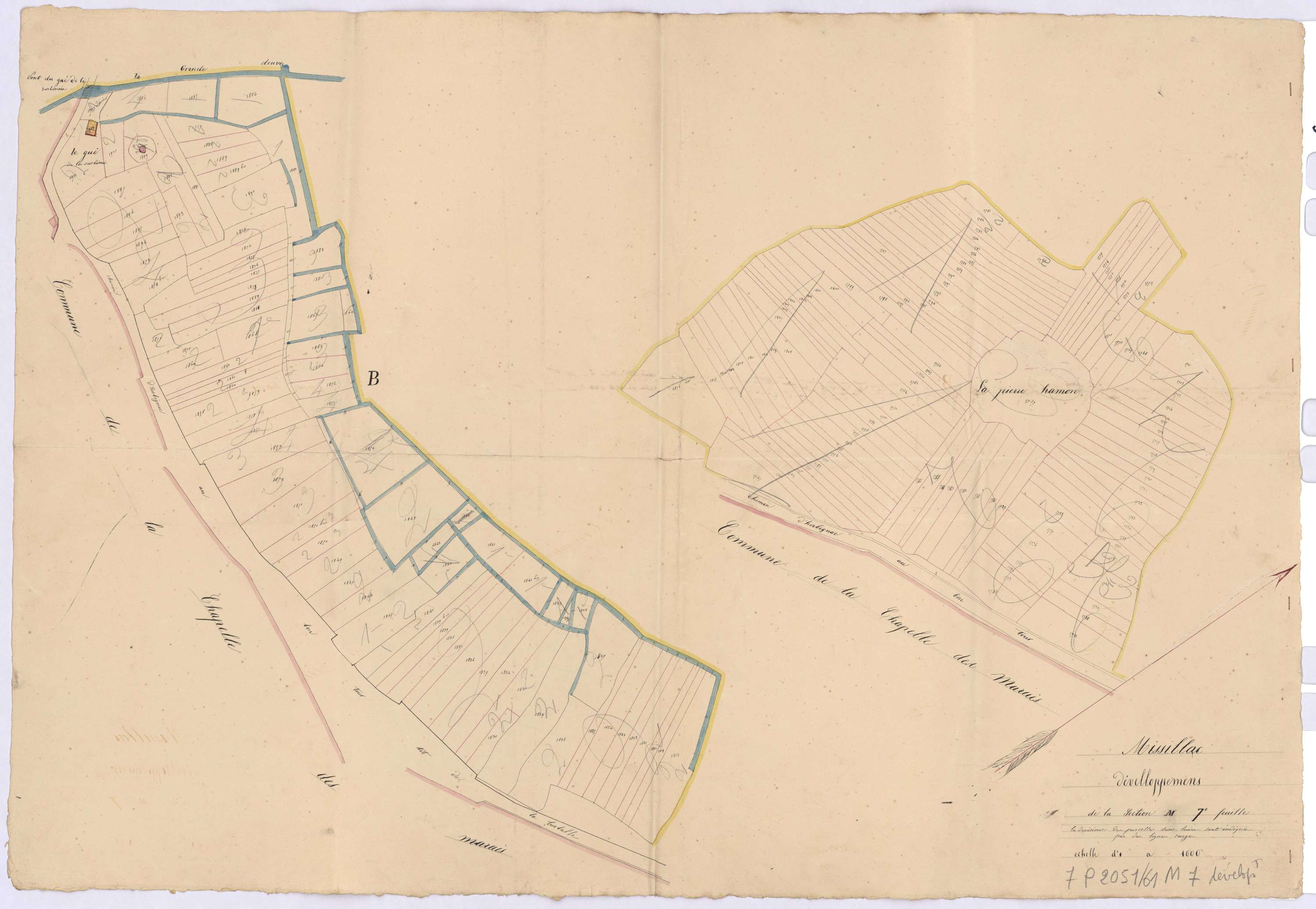 Missillac - Section M7 (développement) Coulement (section de) ; 1601-1903 ; développement des parties A et B