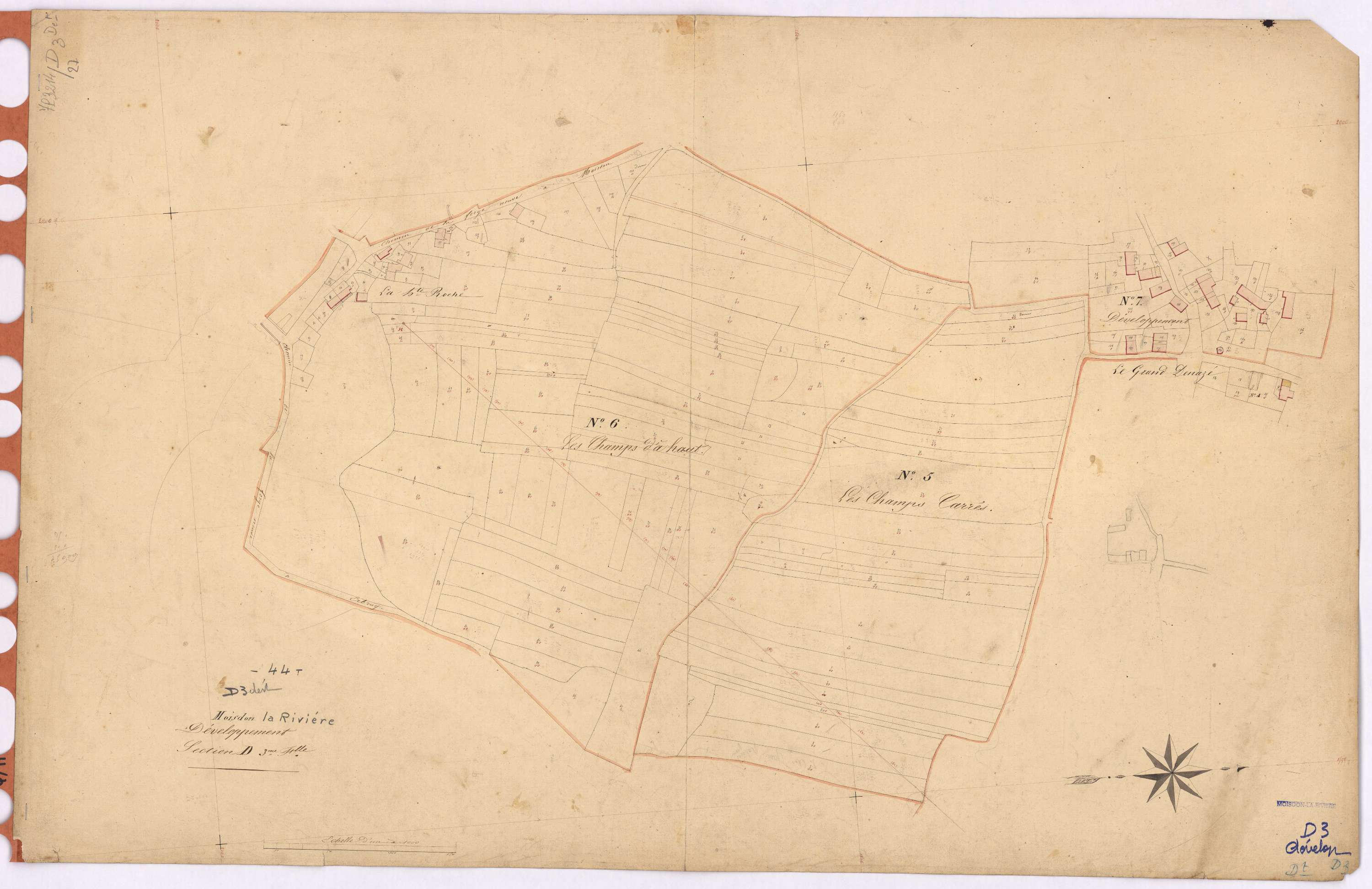Moisdon-la-Rivière - Section D3 (développement) Denazé (section de) ; développement du village du Grand Denazé et de diverses parcelles