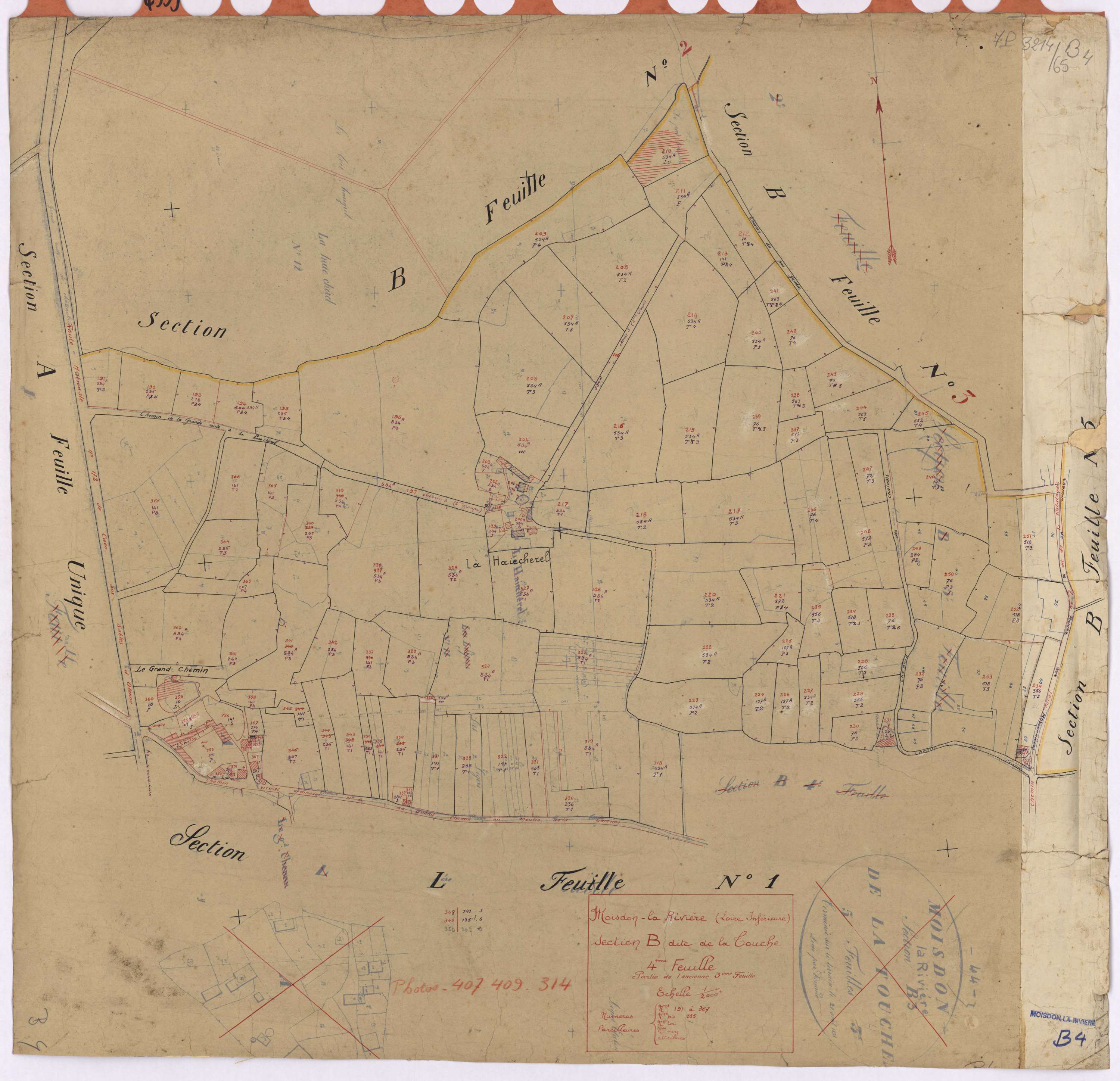 Moisdon-la-Rivière - Section B4 Touche (section de La) ; 191-367