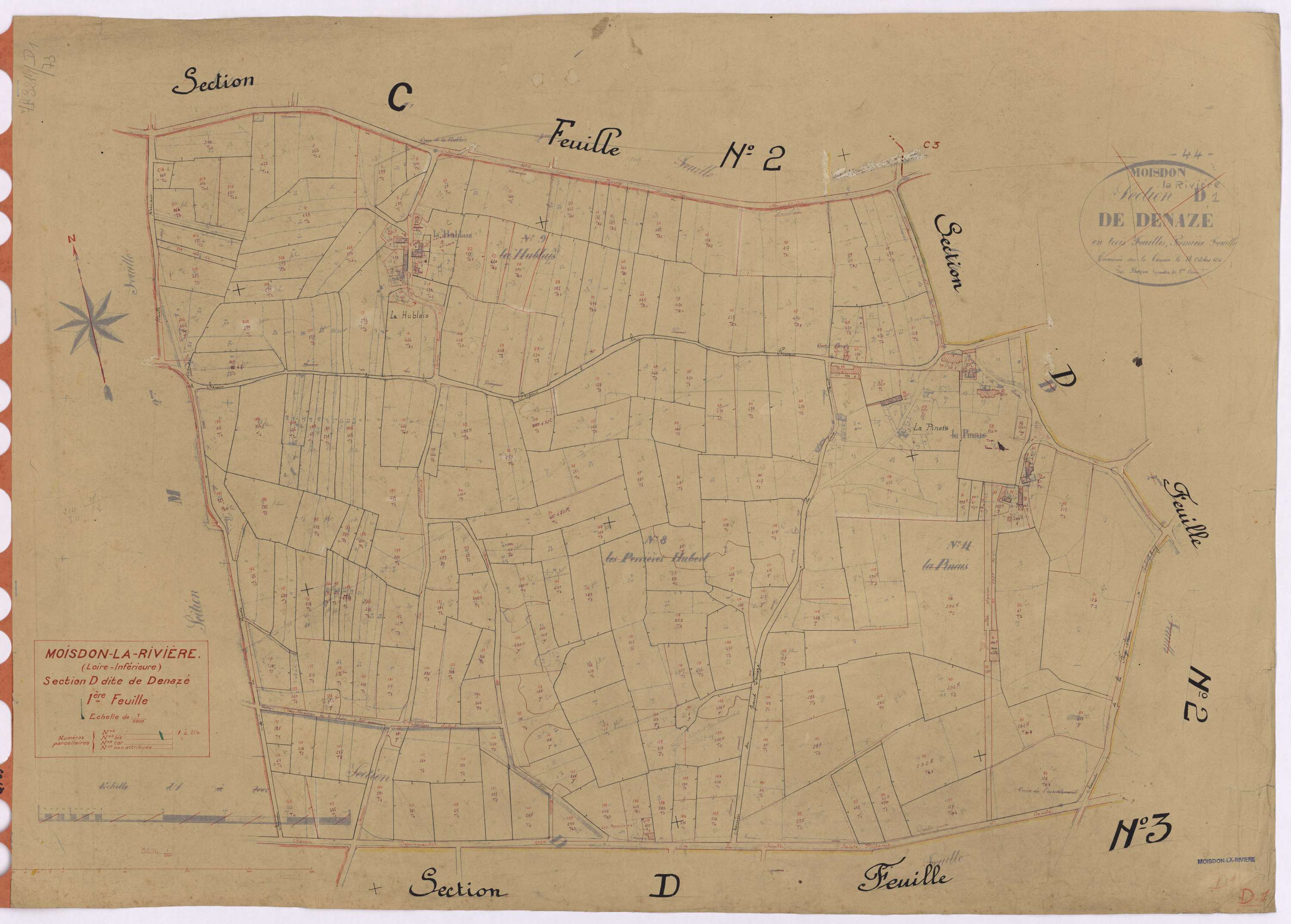 Moisdon-la-Rivière - Section D1 Denazé (section de) ; 1-214