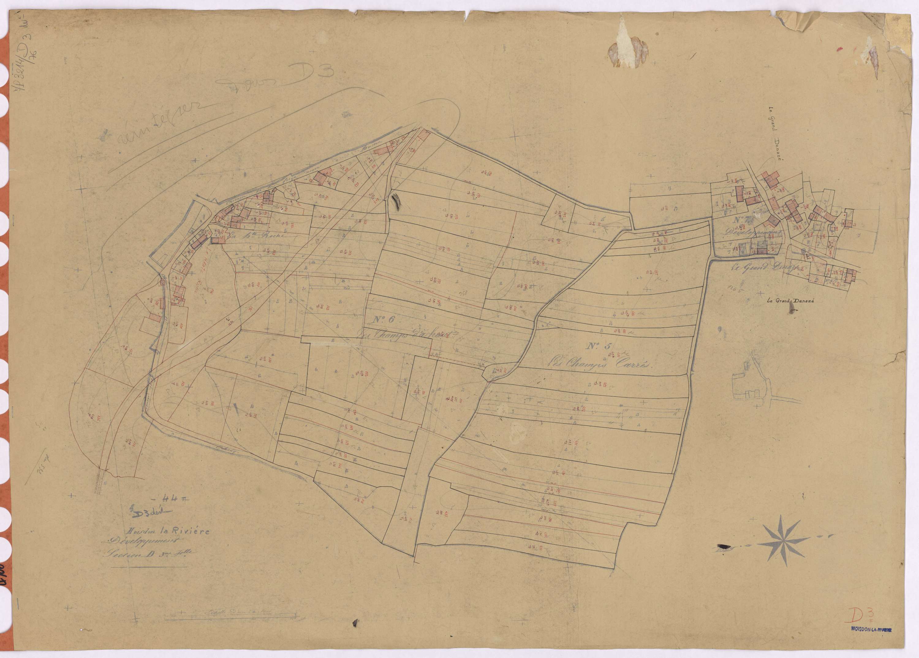 Moisdon-la-Rivière - Section D3 (développement) Denazé (section de) ; 357-619 ; développement du village du Grand Denazé et de diverses parcelles