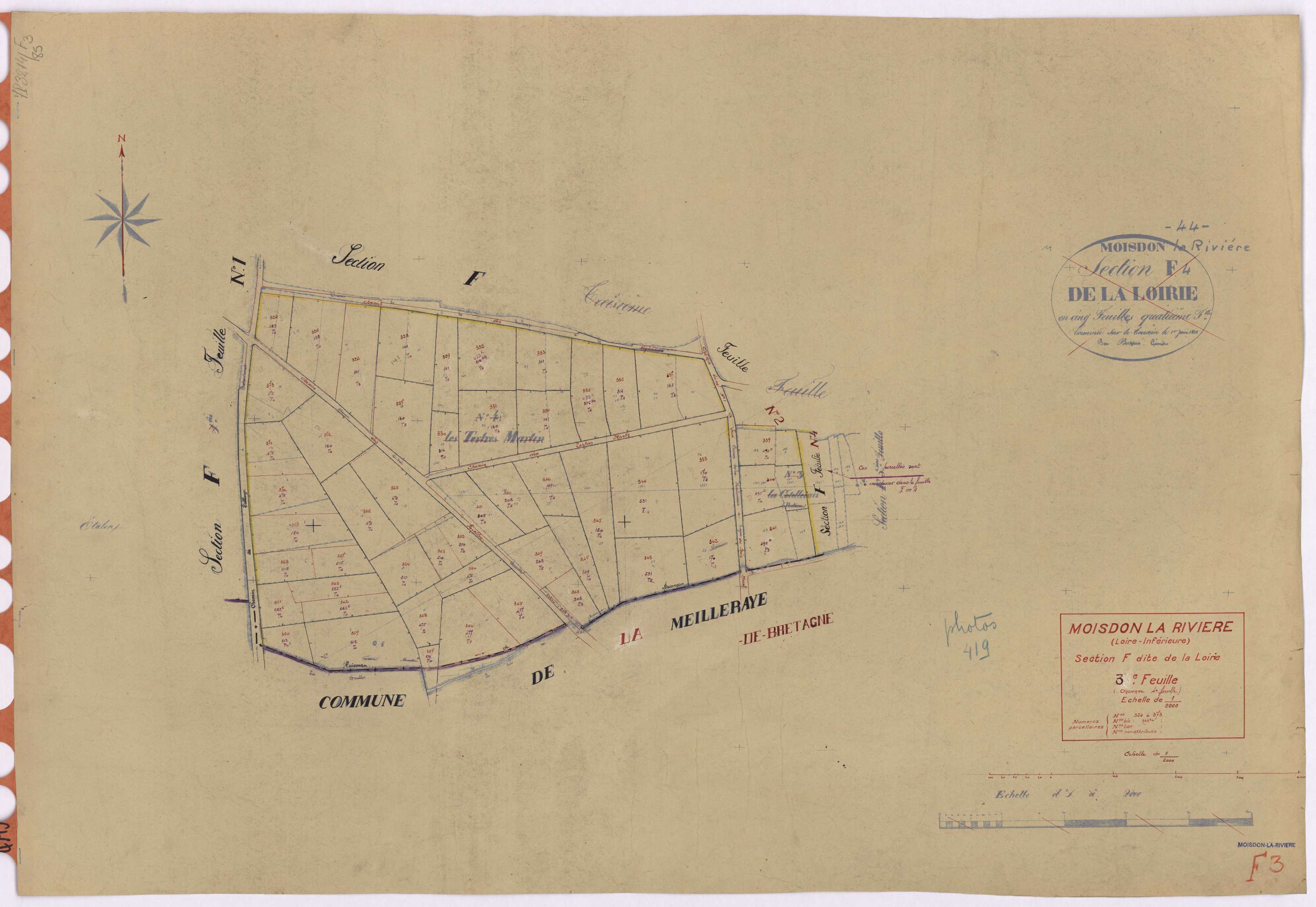 Moisdon-la-Rivière - Section F3 Loirie (section de La) ; 324-373