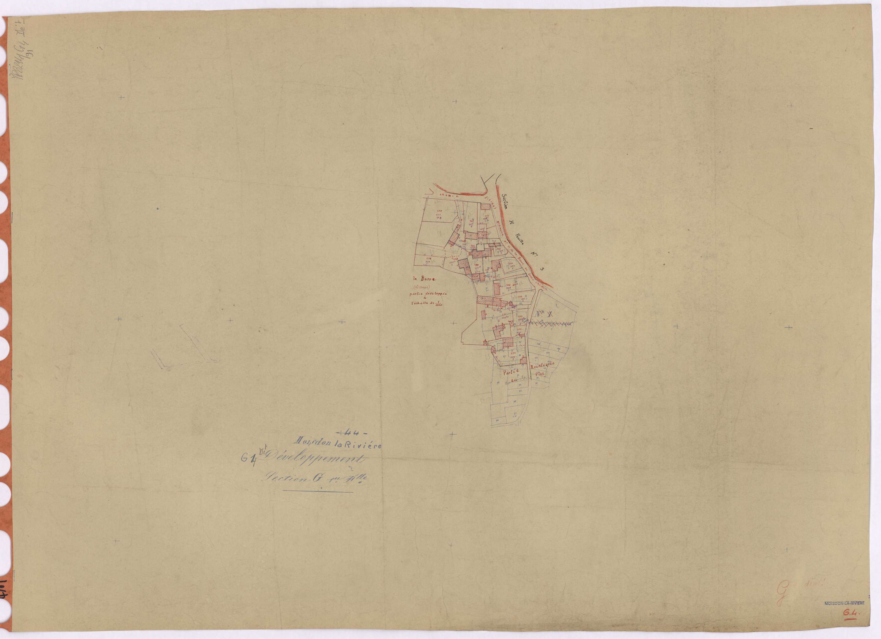 Moisdon-la-Rivière - Section G4 (développement) Barre (section de la) ; 205-398 ; développement du village de La Barre