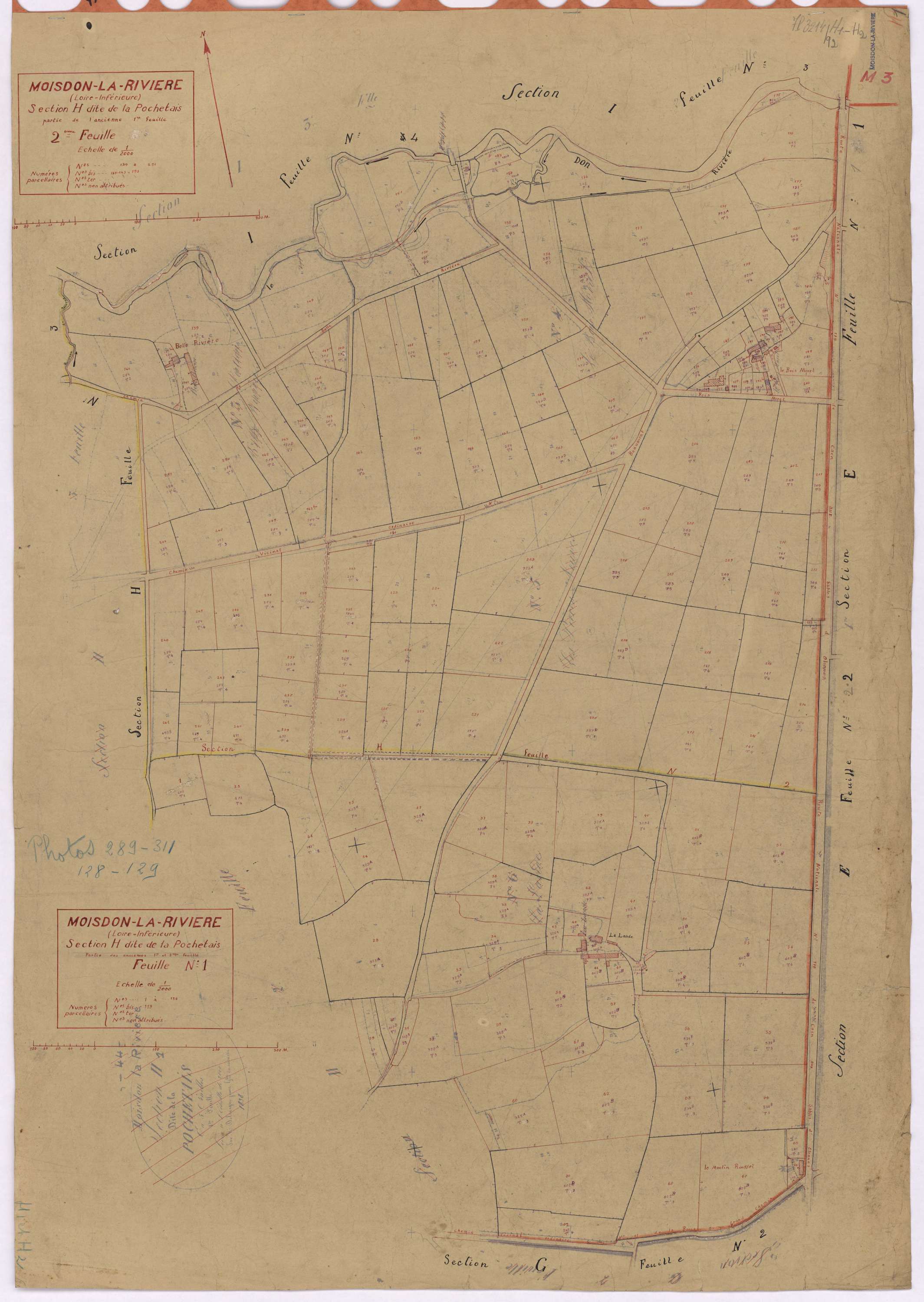 Moisdon-la-Rivière - Section H1 H2 Pochetais (section de La) ; 1-138 ; 139-251