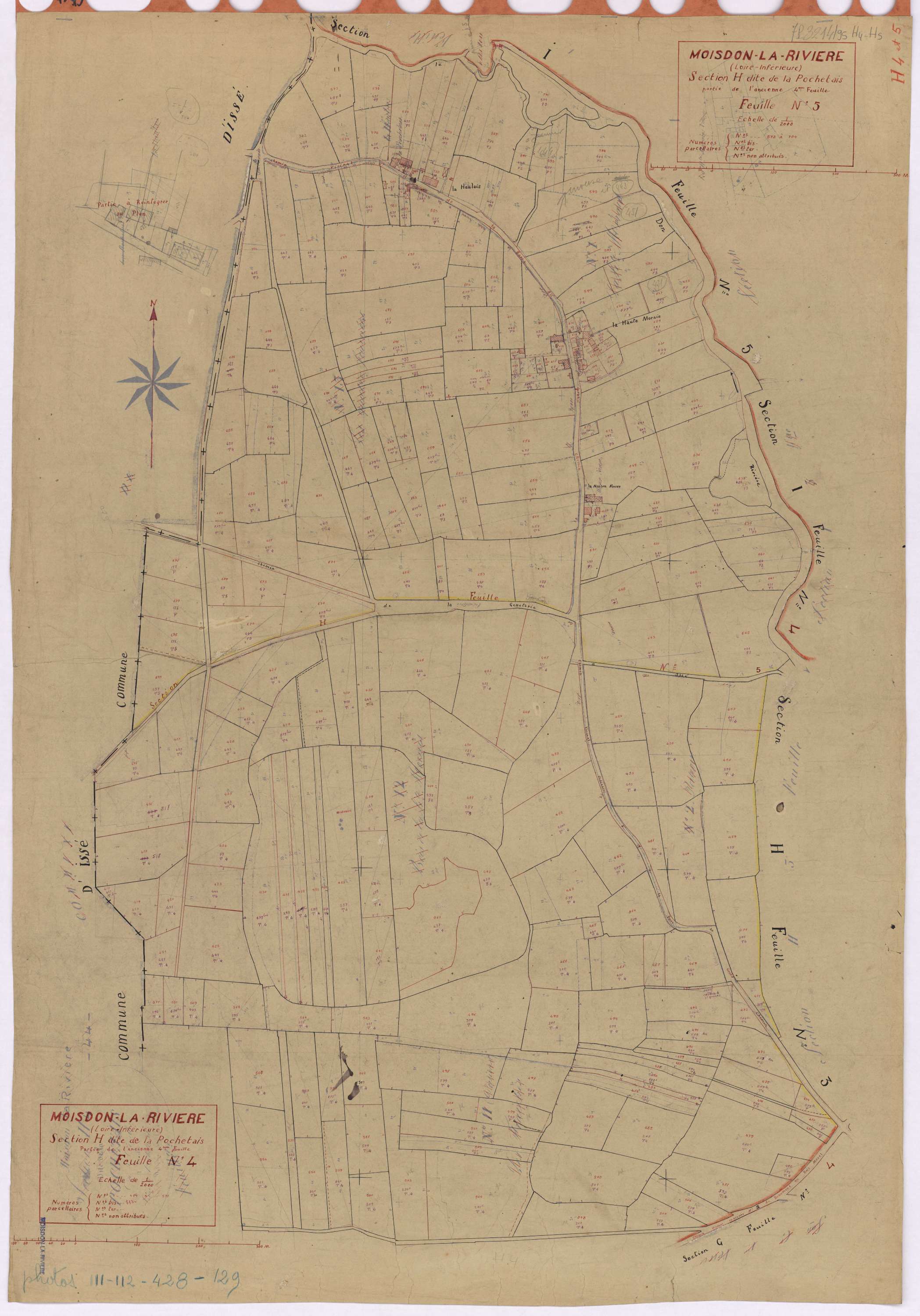 Moisdon-la-Rivière - Section H4 H5 Pochetais (section de La) ; 414-571 ; 572-704